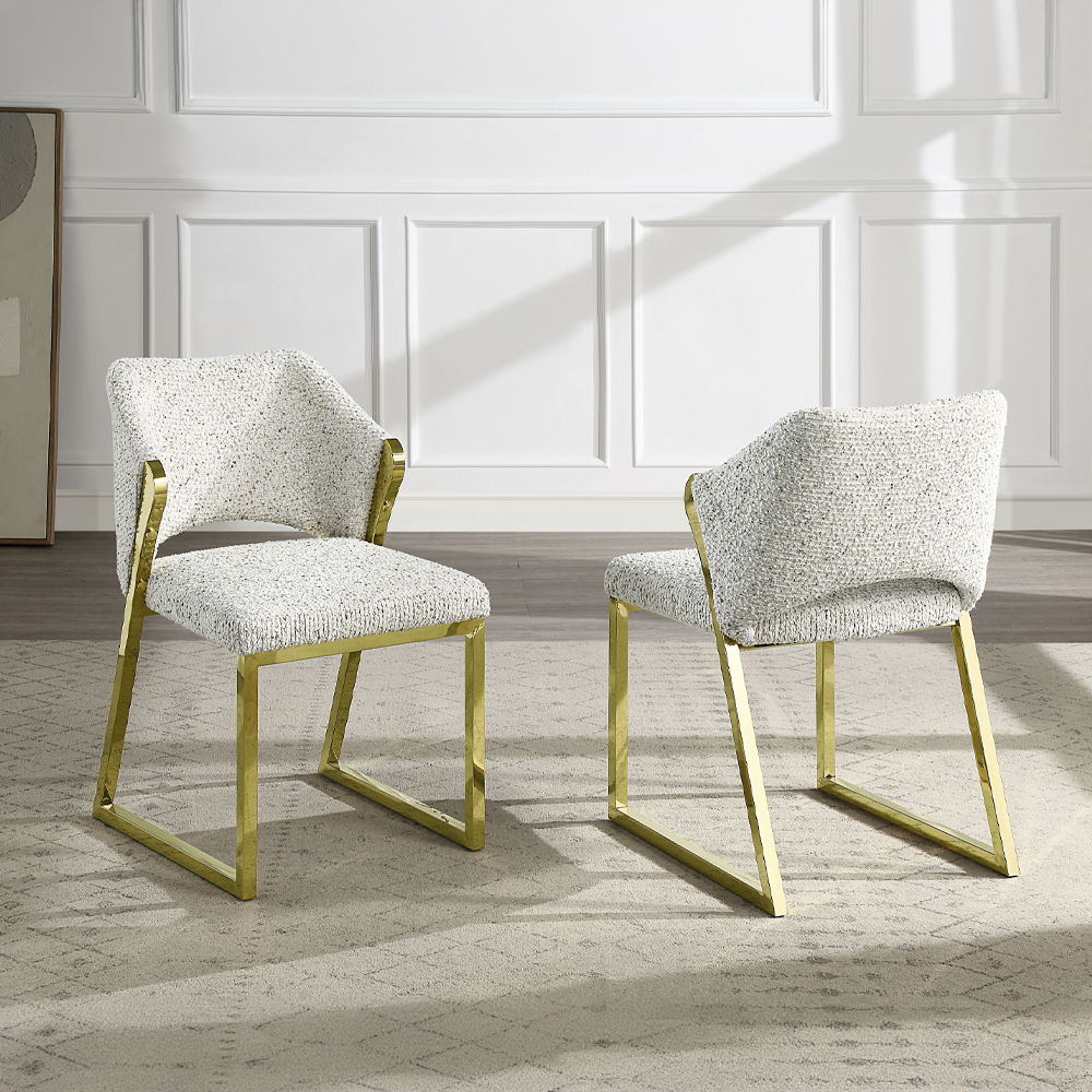 Galdesa - Side Chair (Set of 2) - Teddy Sherpa & Mirrored Gold, gray, view 5