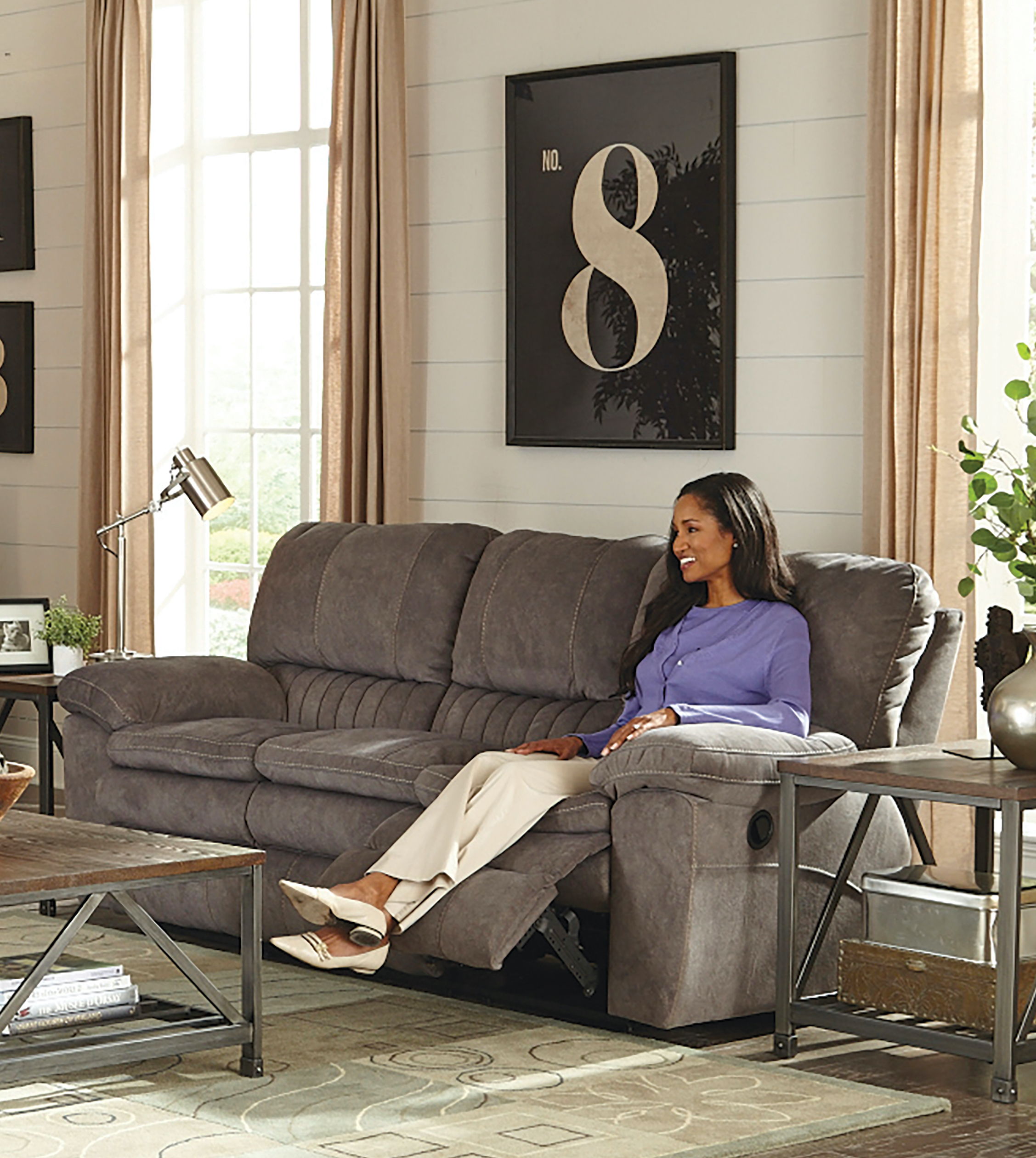 Reyes - Lay Flat Reclining Sofa - Graphite