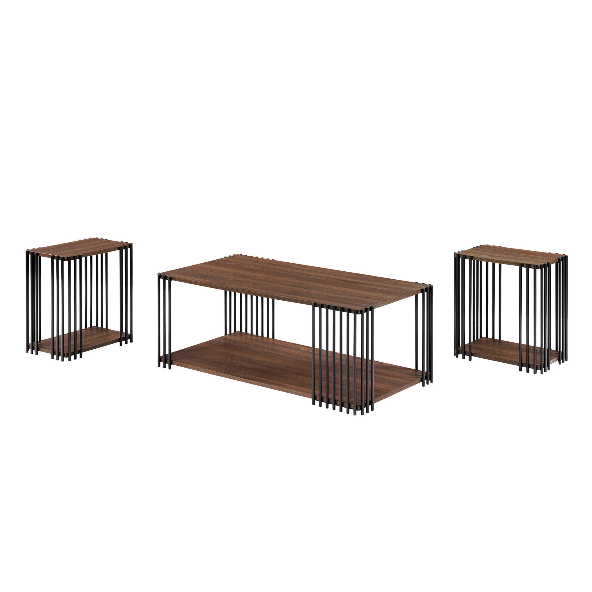 Vertex - Rectangular 3 Piece Occasional Set (1 Coffee & 2 End Tables) - Brown / Black, dark brown
