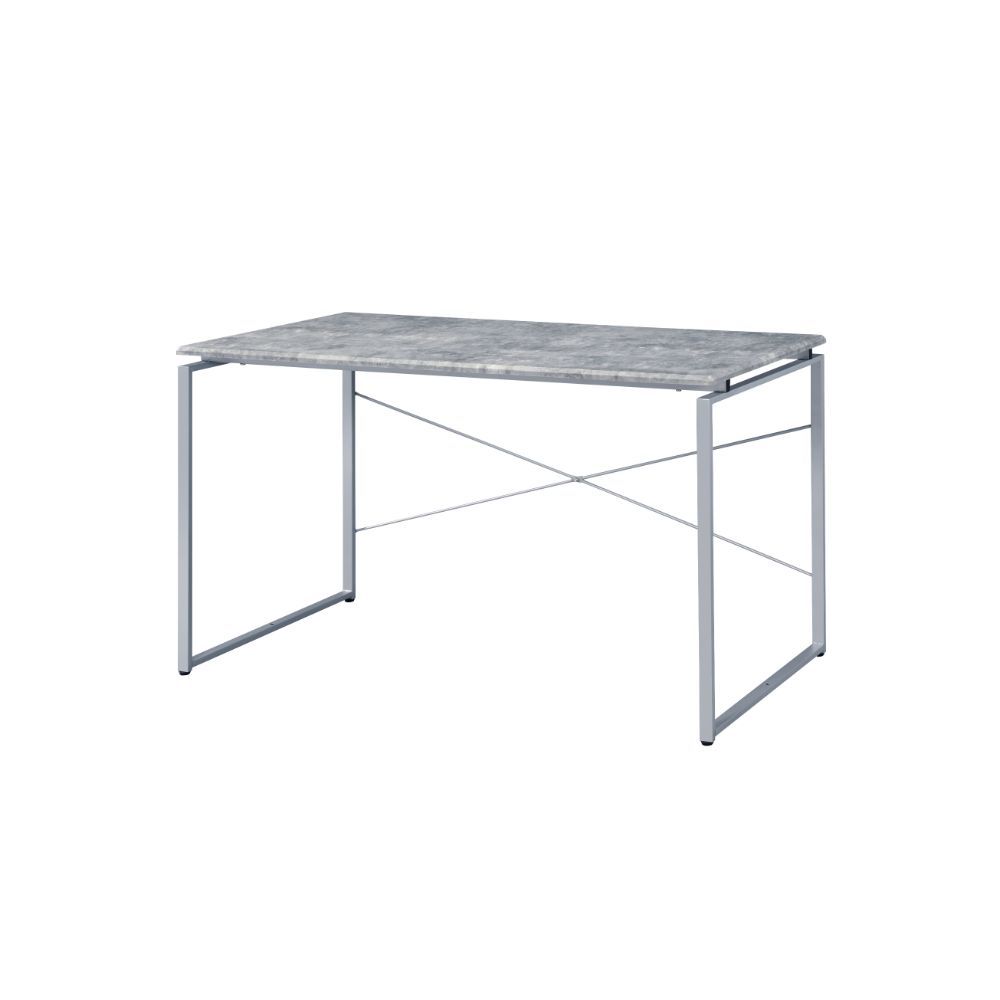 Jurgen - Writing Desk - Faux Concrete & Silver, silver
