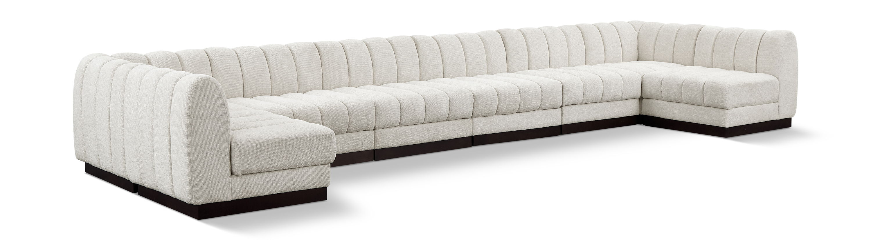 Quinn - 8 Piece Modular U-Shaped Armless Sectional - Cream