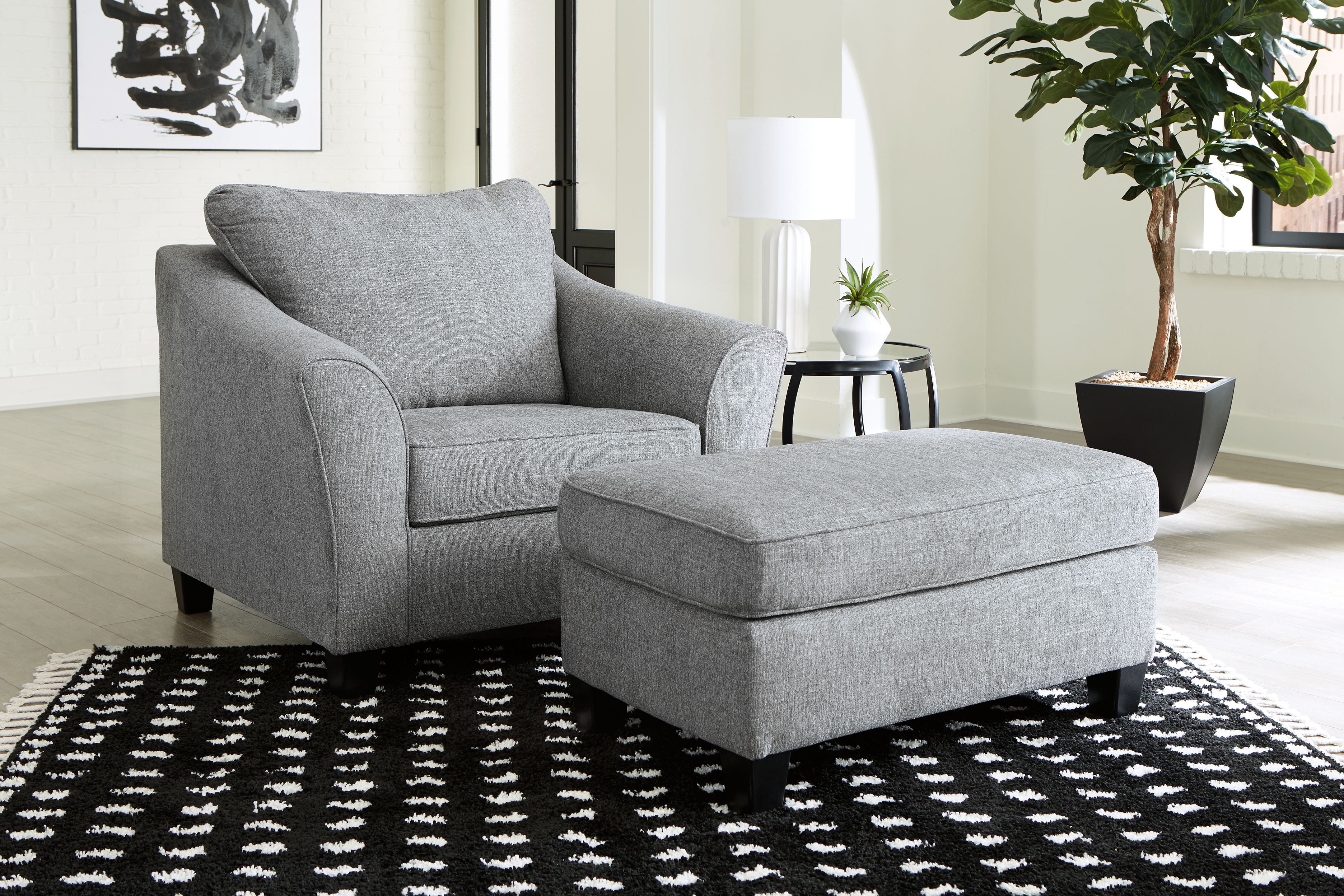 Ashley Mathonia - Smoke - 2 Pc. - Chair And A Half, Ottoman