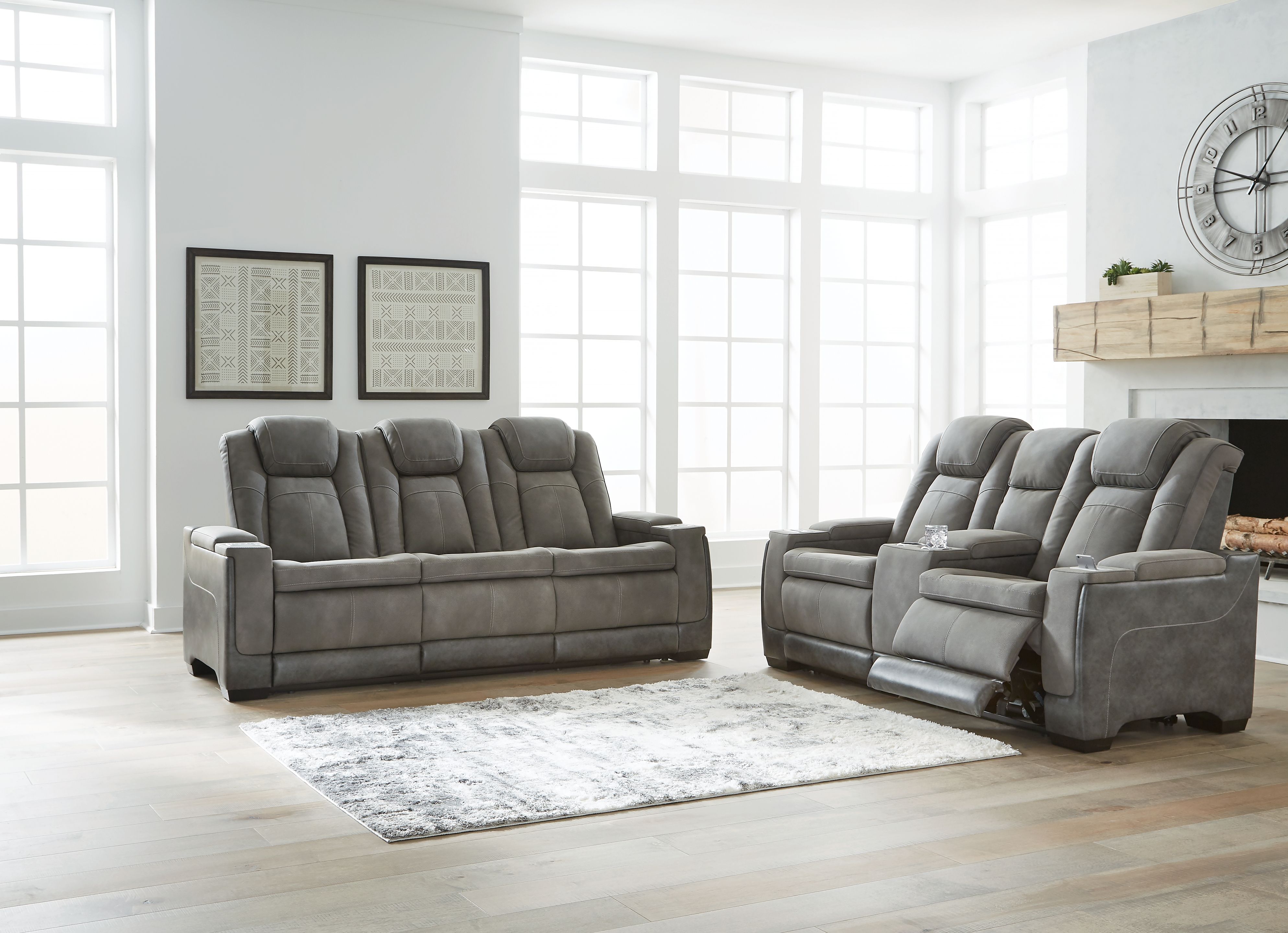 Ashley Next-Gen DuraPella - Slate - 2 Pc. - Power Sofa, Loveseat