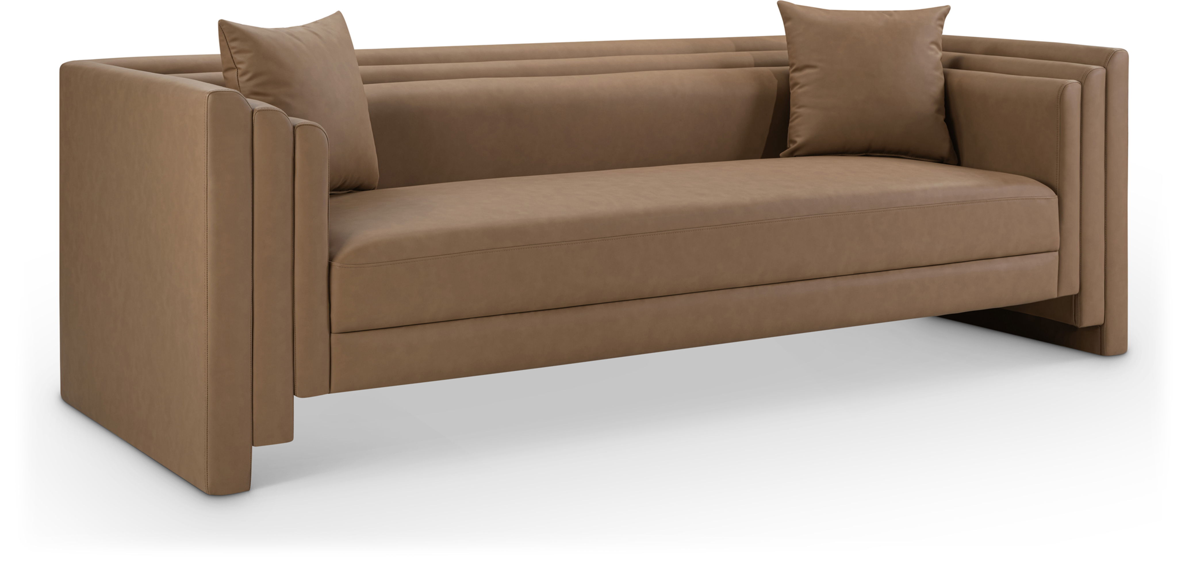 Everett - Vegan Leather 88.5" Upholstered Sofa - Brown