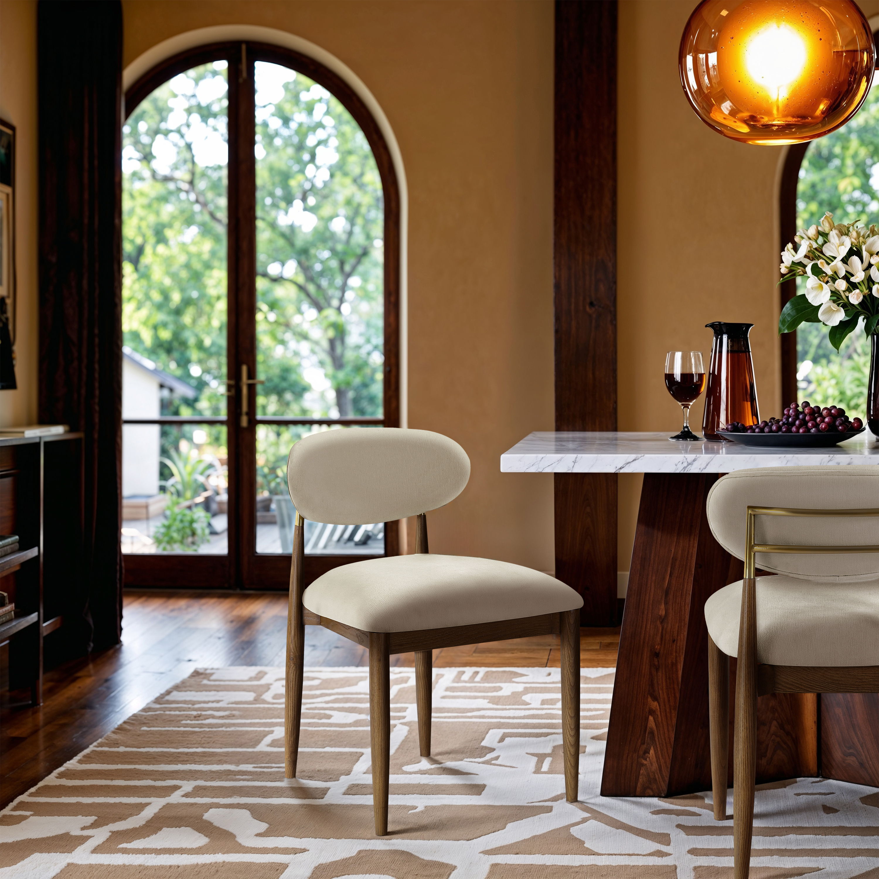 Riccio - Performance Fabric Upholstered Dining Side Chair (Set of 2) - Cream