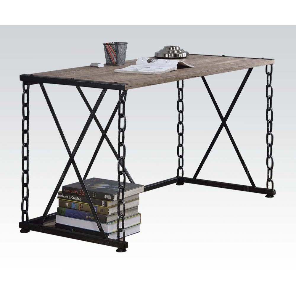 Jodie - Writing Desk (Same Ac00905) - Rustic Oak & Antique Black, black, view 4