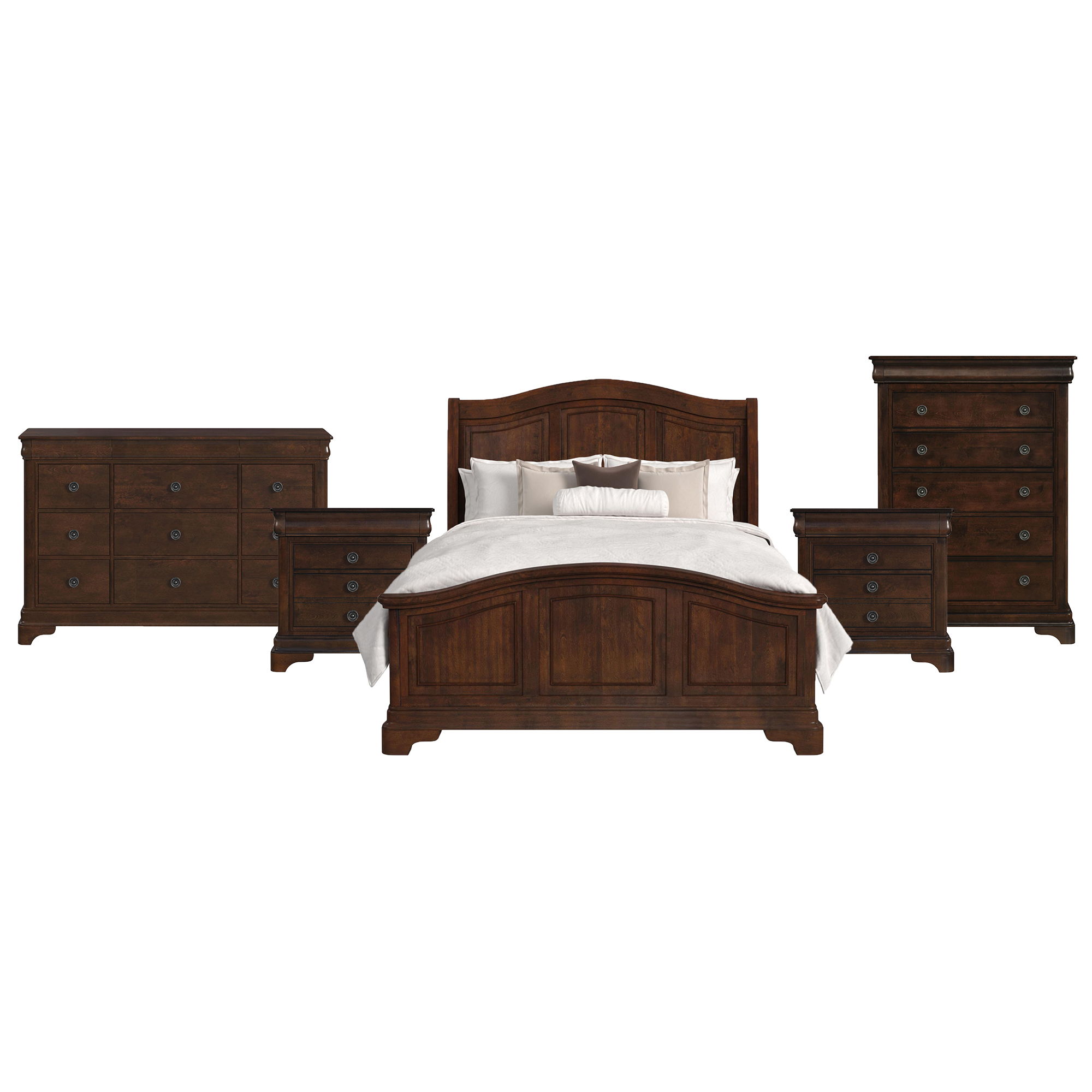 Queen · 5 Pc · Bedroom Set With 2 Nightstands, Dresser & Chest