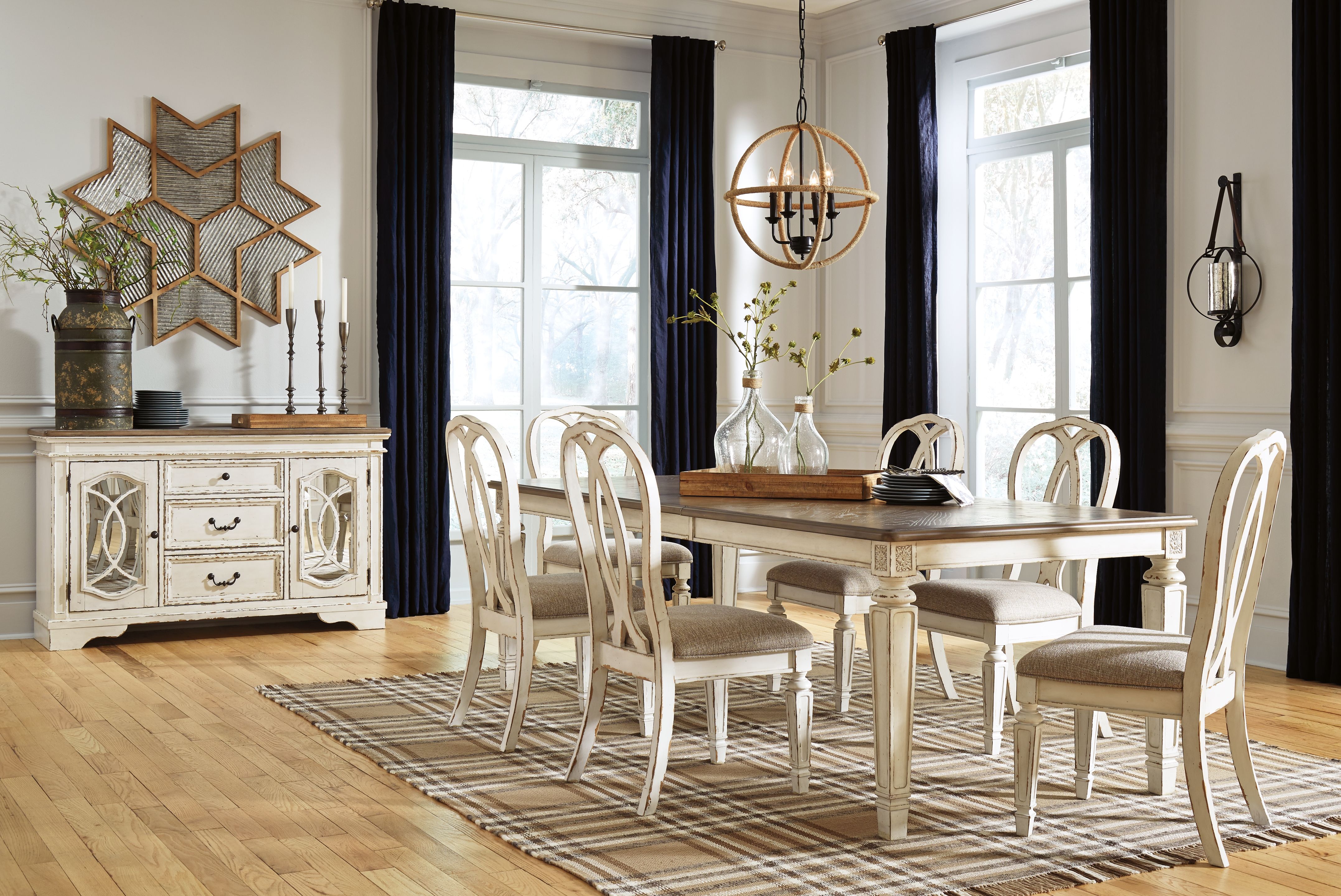 7 Pc · Extension Table, 6 Ribbon Backed Side Chairs