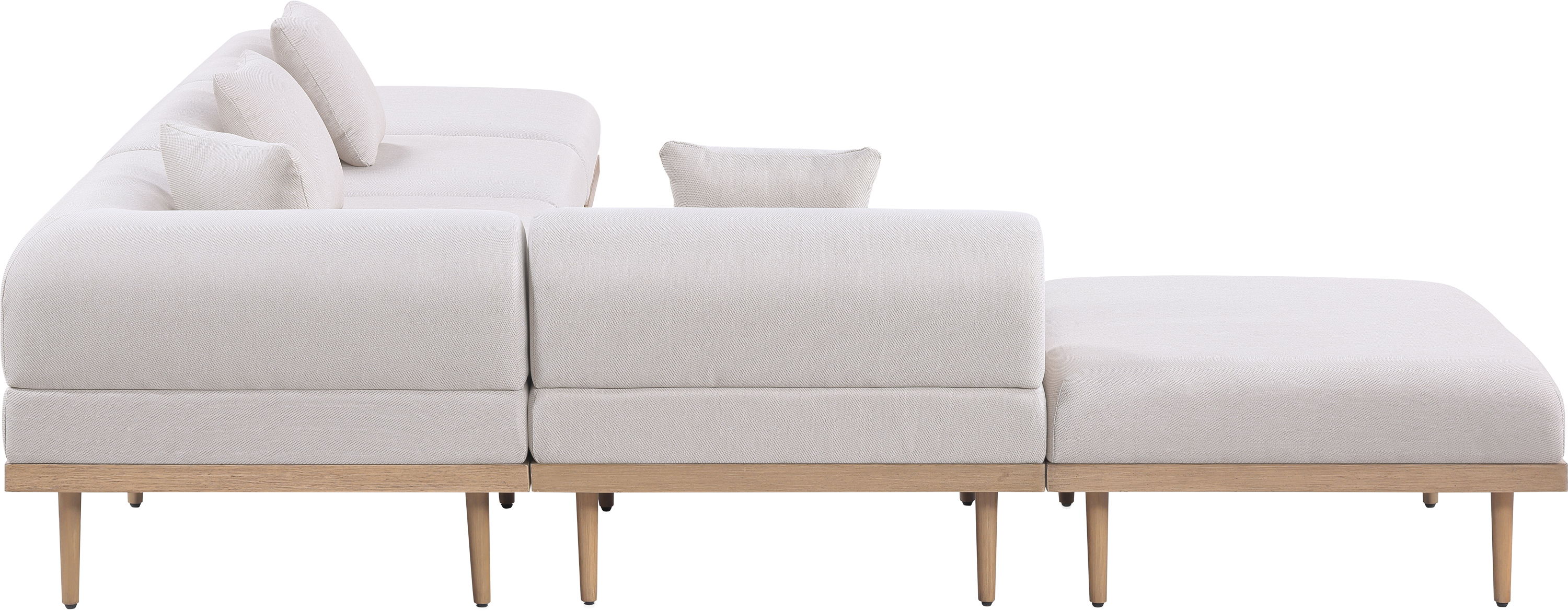 Laguna - 6 Piece Water Resistant Fabric 142" Upholstered Outdoor Patio Modular Sectional - Beige