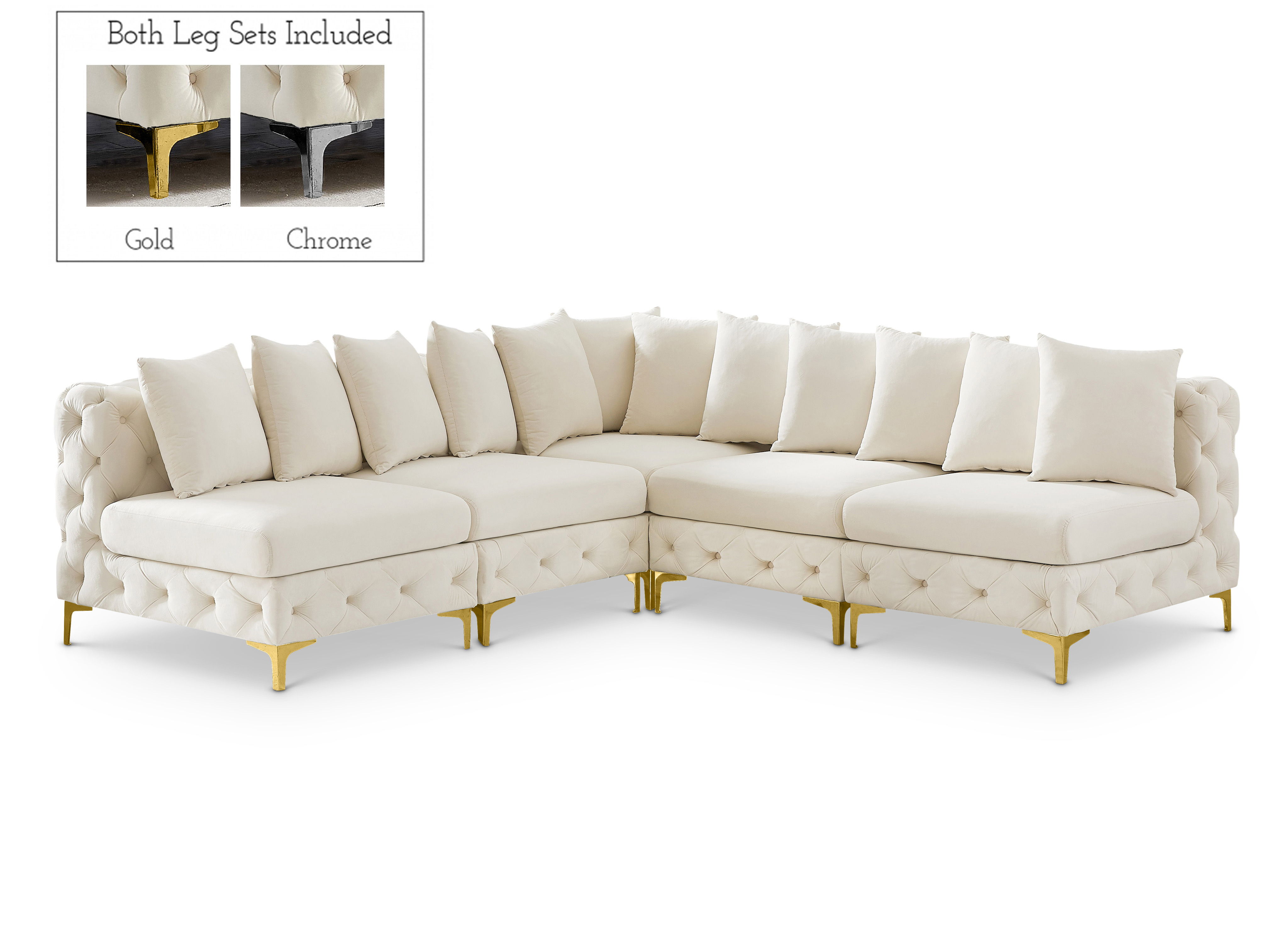 Tremblay - 5 Piece Modular Corner Armless Sectional - Cream
