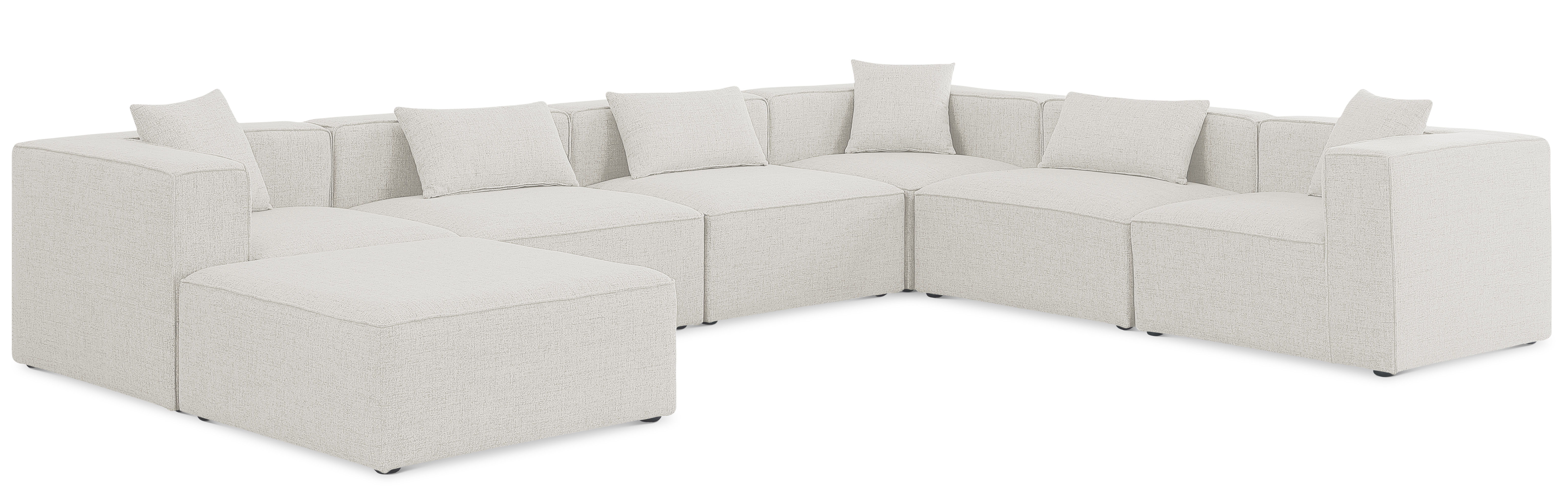 Cube - Linen 7 Piece Modular Sectional - Cream