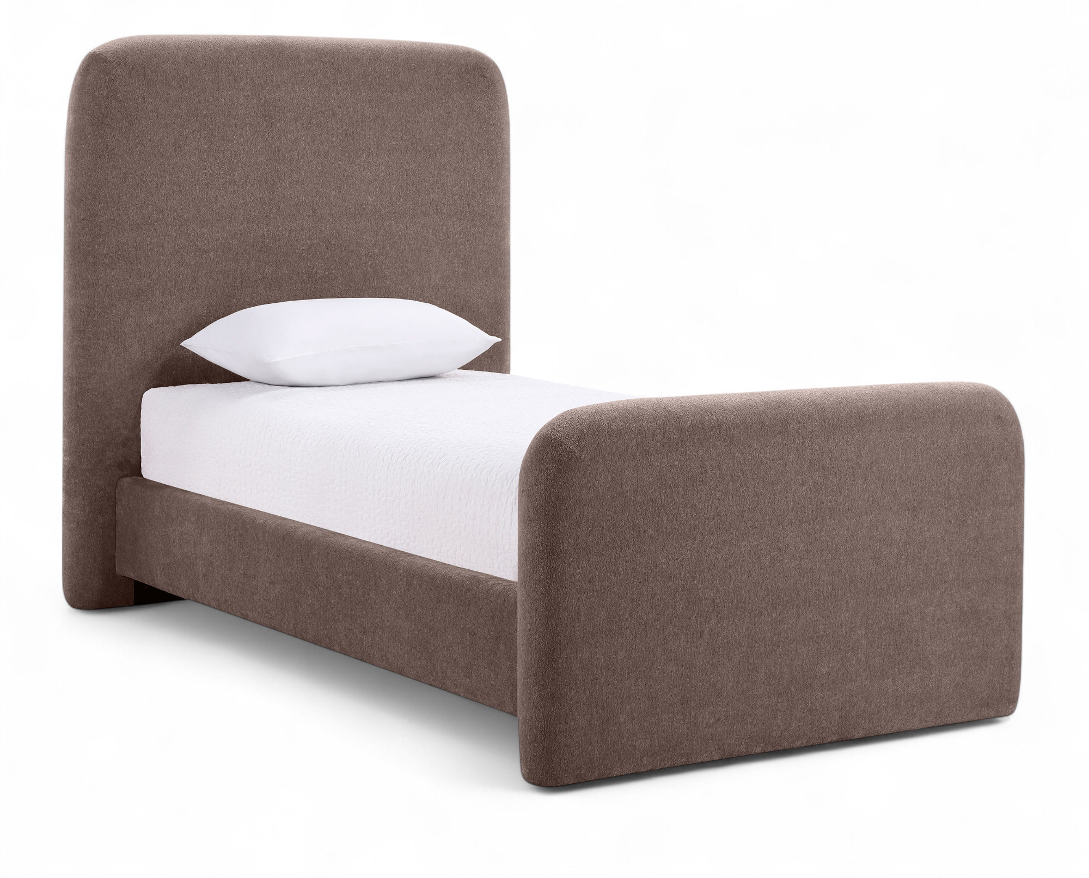 Fira - Chenille Fabric Upholstered Twin Bed - Brown