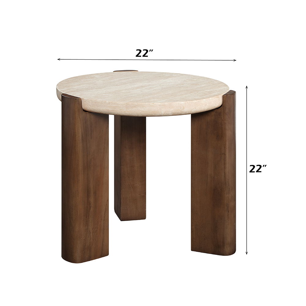 Leonardo - End Table - Travertine Top & Dark Oak, dark brown, view 5