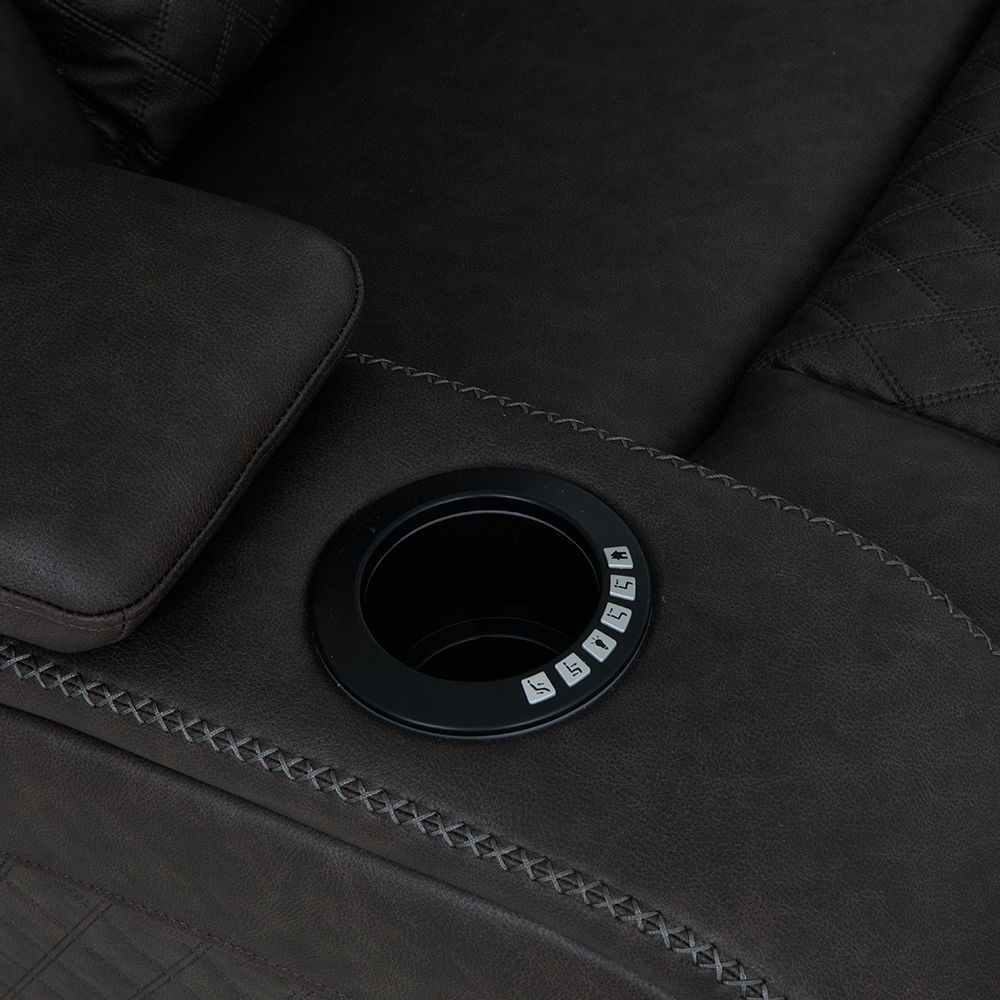 Wendell - Power Motion Sofa With Dropdown Table, Storage, USB & LED - Dark Gray, dark gray, view 5