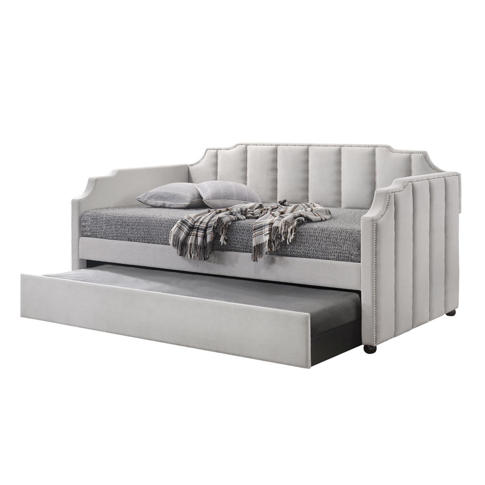 Peridot - Twin Daybed With Trundle - Dove Gray Velvet, light gray, view 2