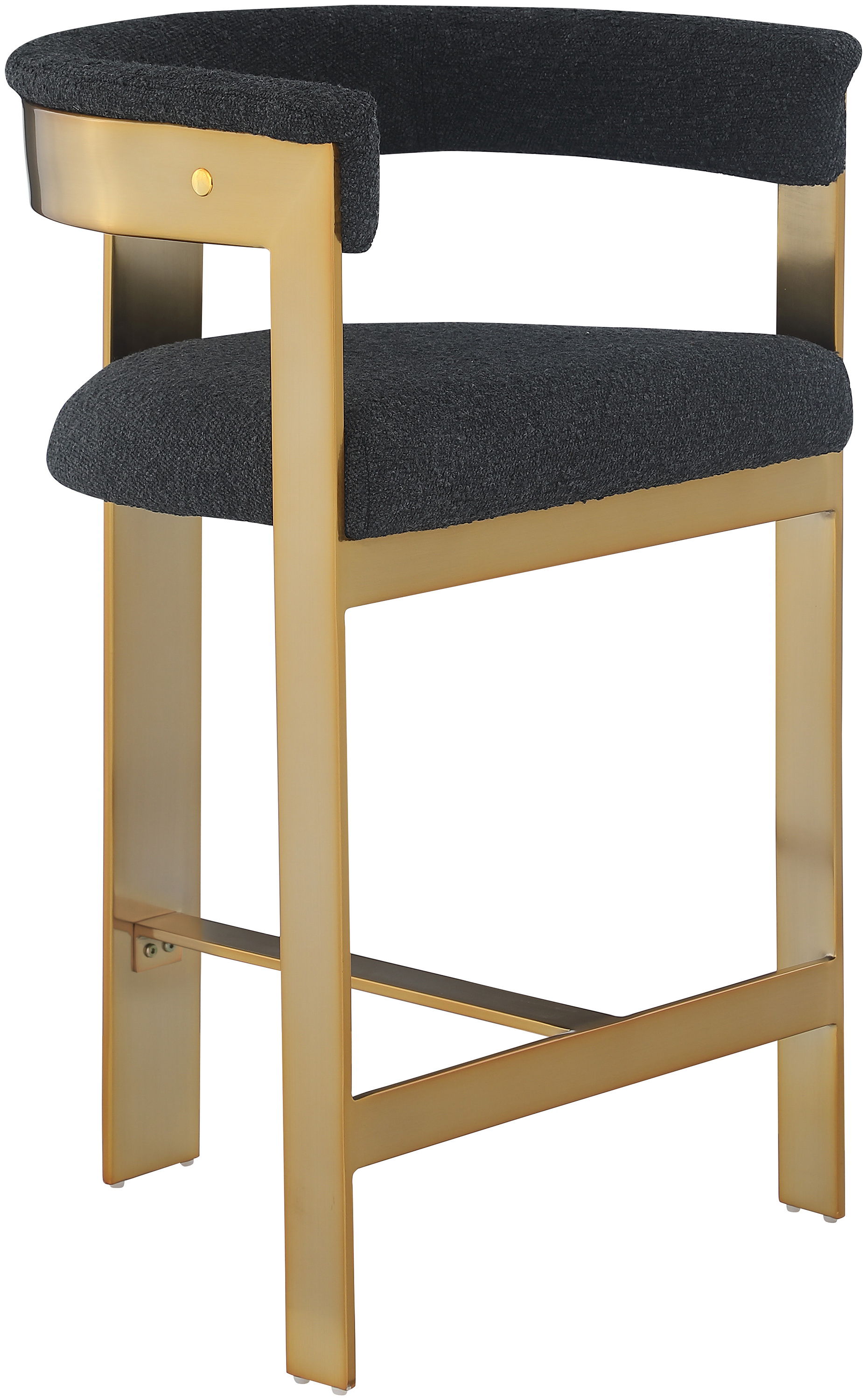 Romeo - Boucle Counter Stool With Gold Base (Set of 2) - Black