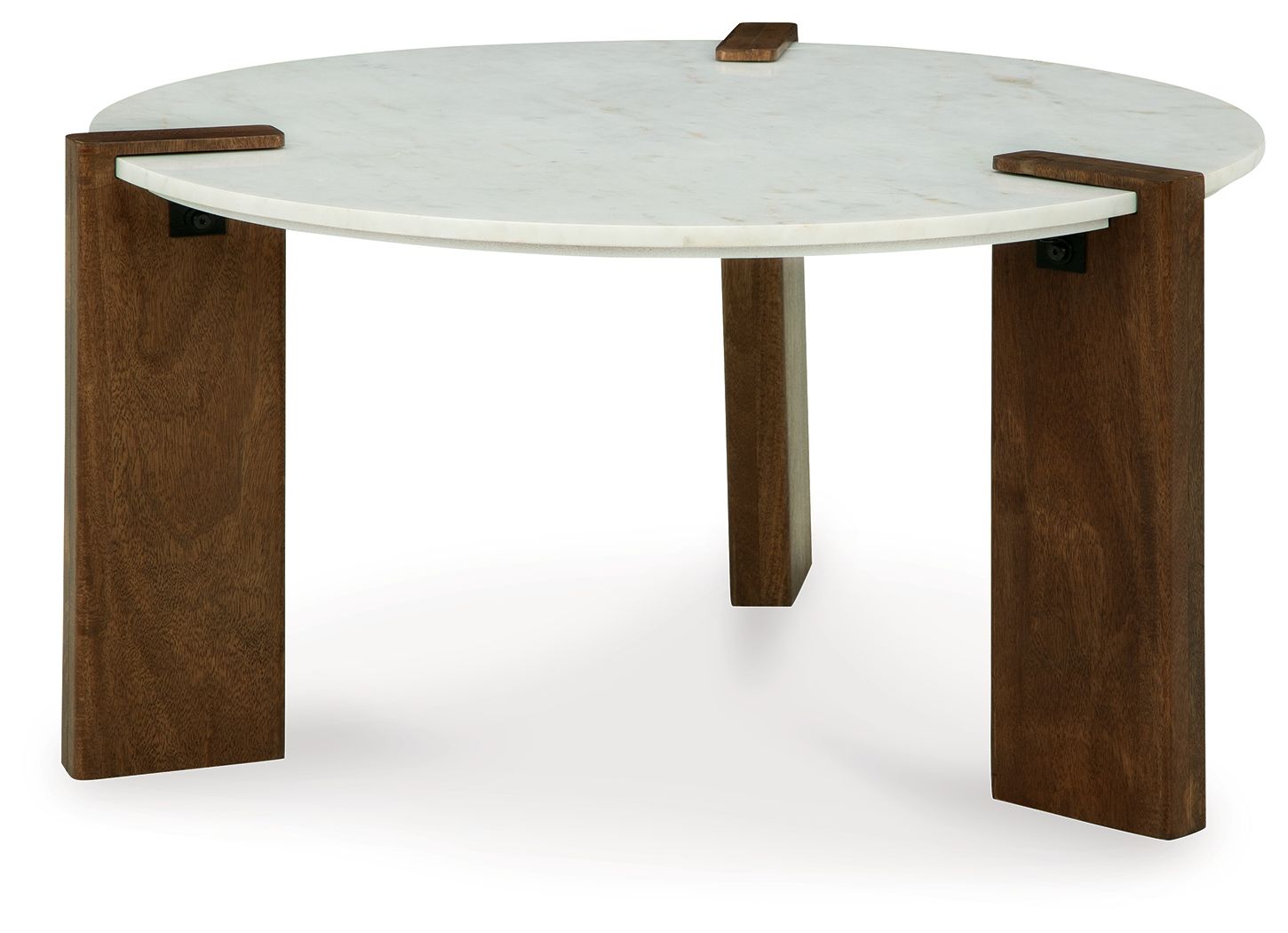 Ashley Isanti Round Cocktail Table - White/Brown