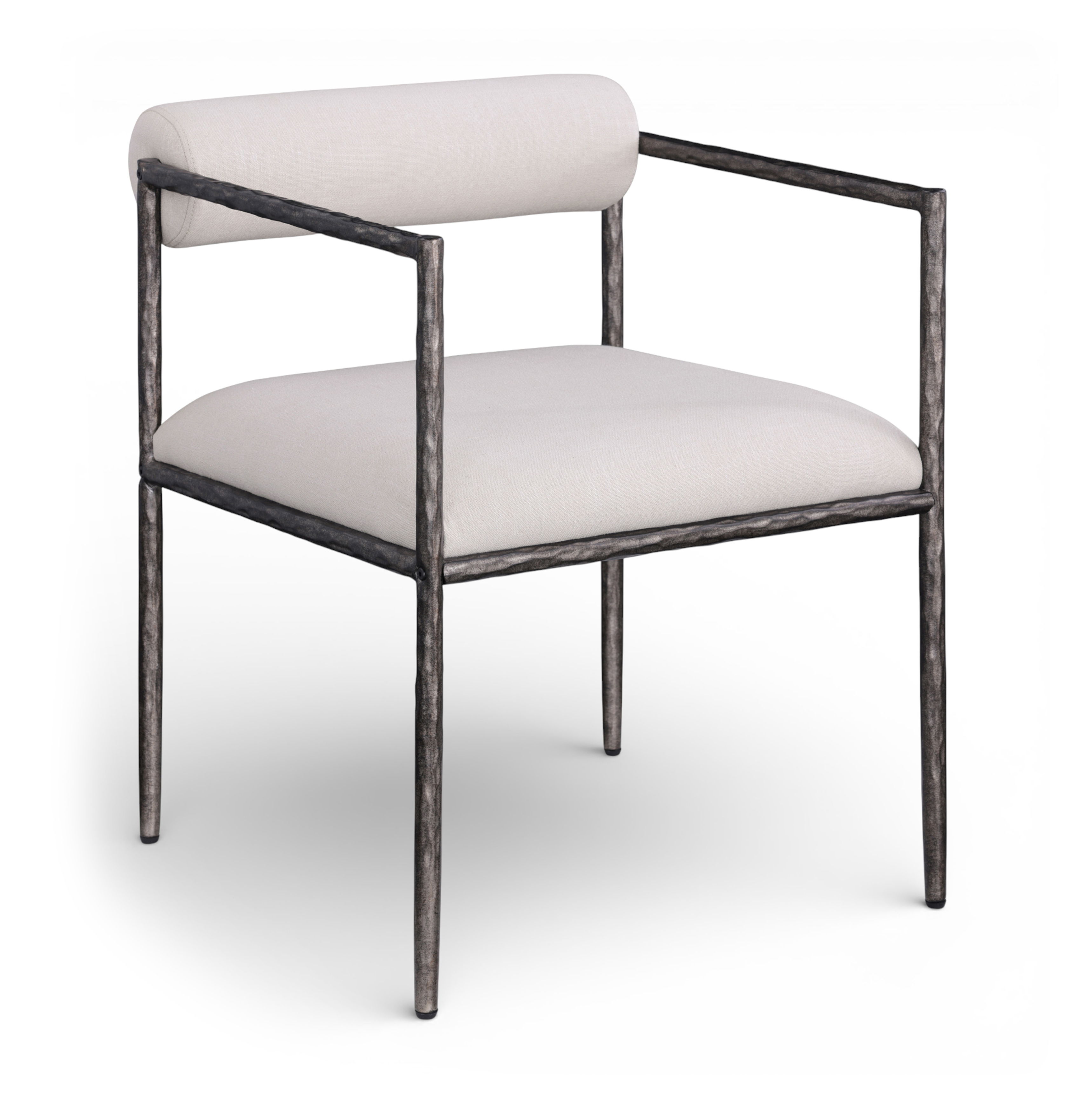 Axis - Linen Textured Fabric Upholstered Dining Chair (Set of 2) - Beige / Powder Coated Antique Black