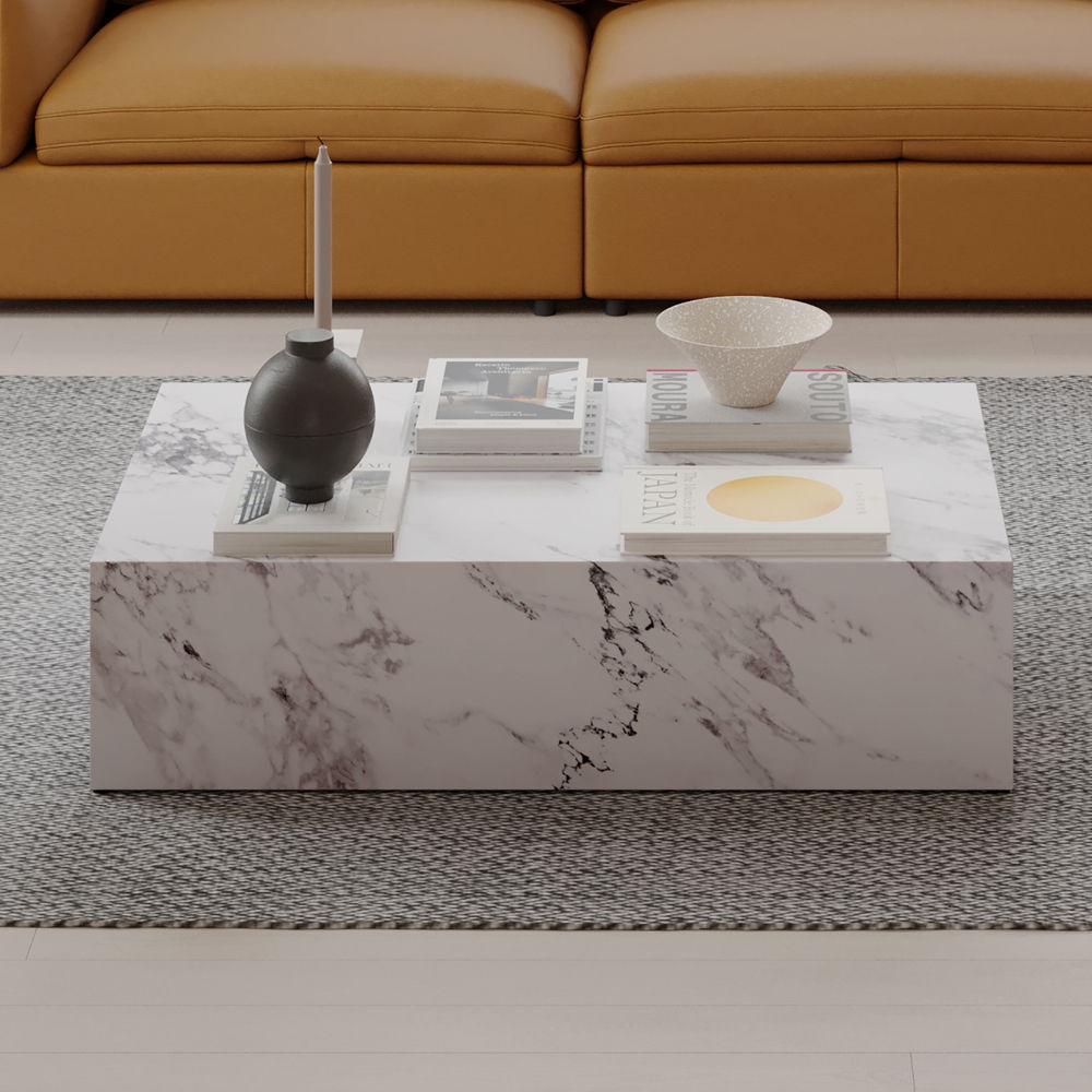 Fritzy - 48" Coffee Table - Engineered Stone, white, view 4