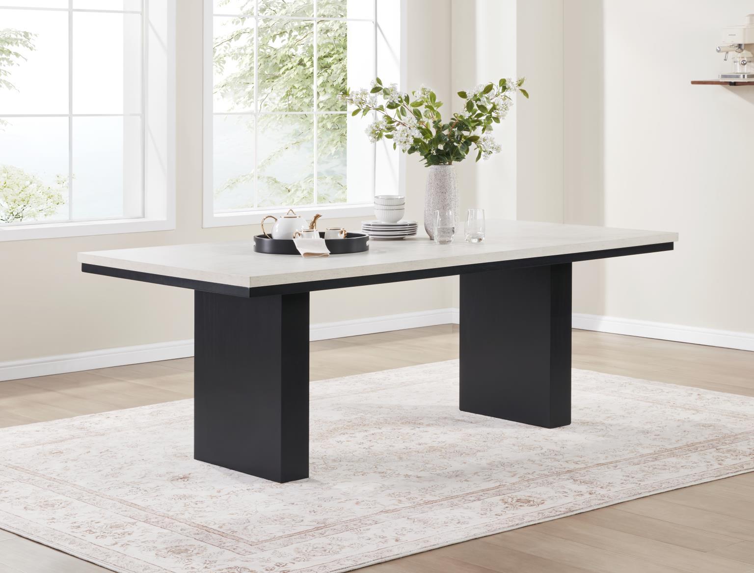 D120 - 7 Piece Dining Room Set (Table, 6 Side Chairs) - Black / Ivory