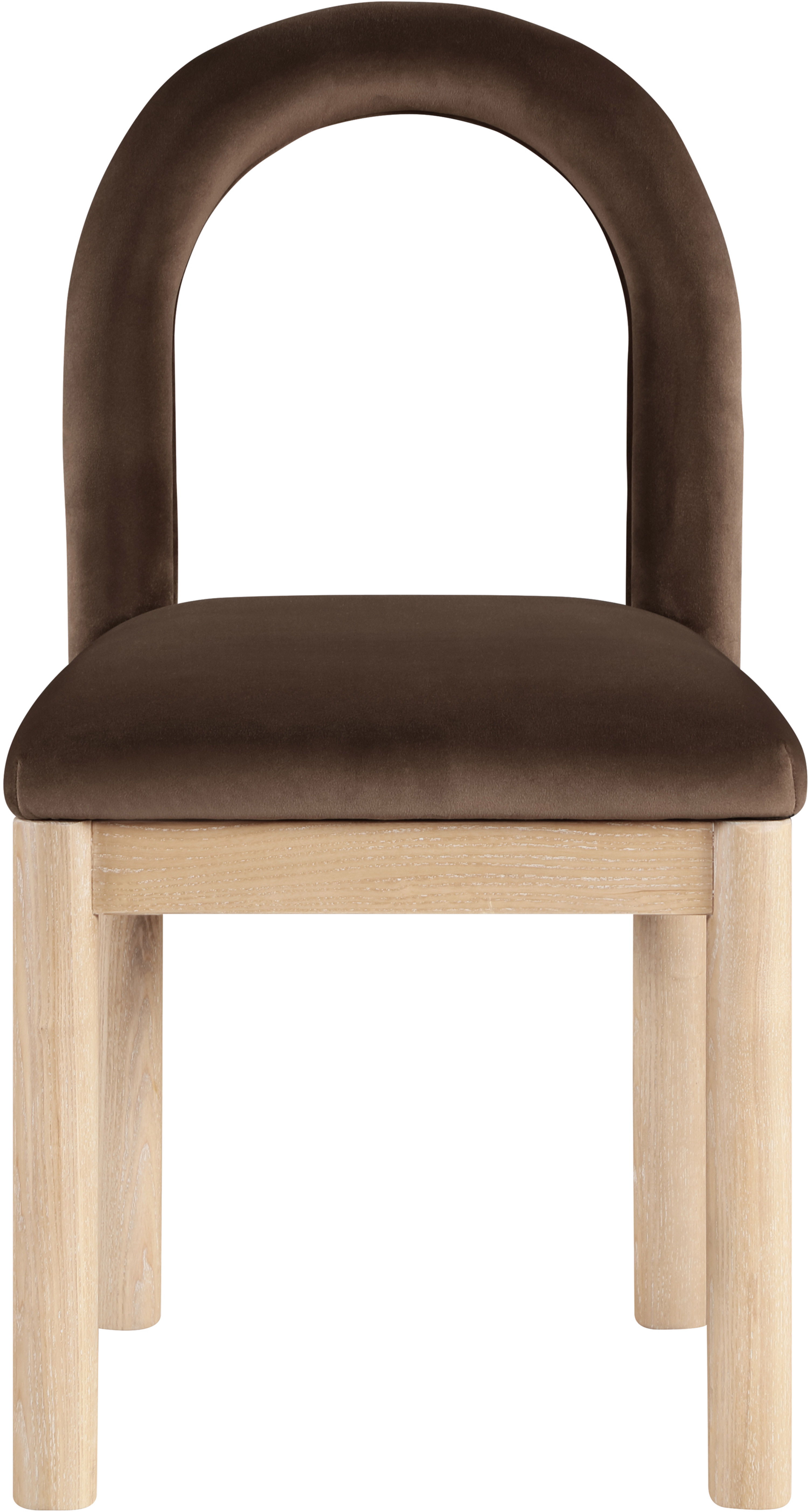 Conrad - Velvet Dining Chair With Natural Legs - Brown