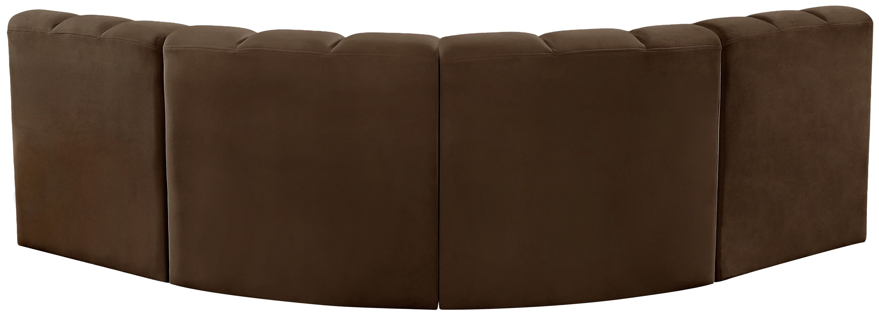 Arc - Velvet 4 Piece Corner Modular Sofa - Brown