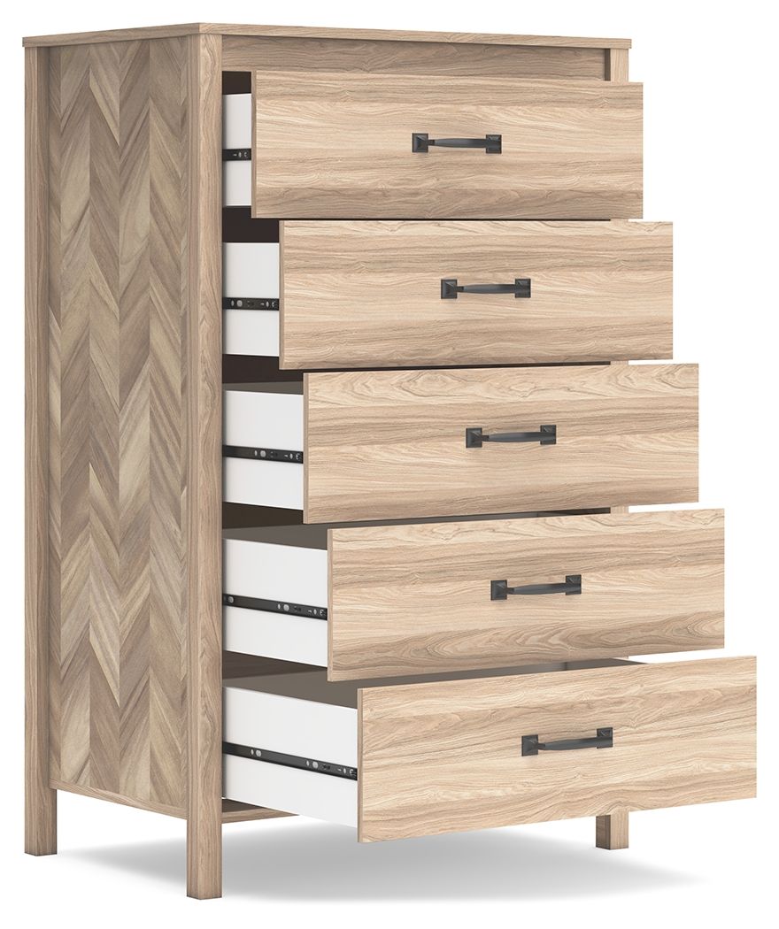 Battelle - Five Drawer Chest - Tan, light brown, view 4