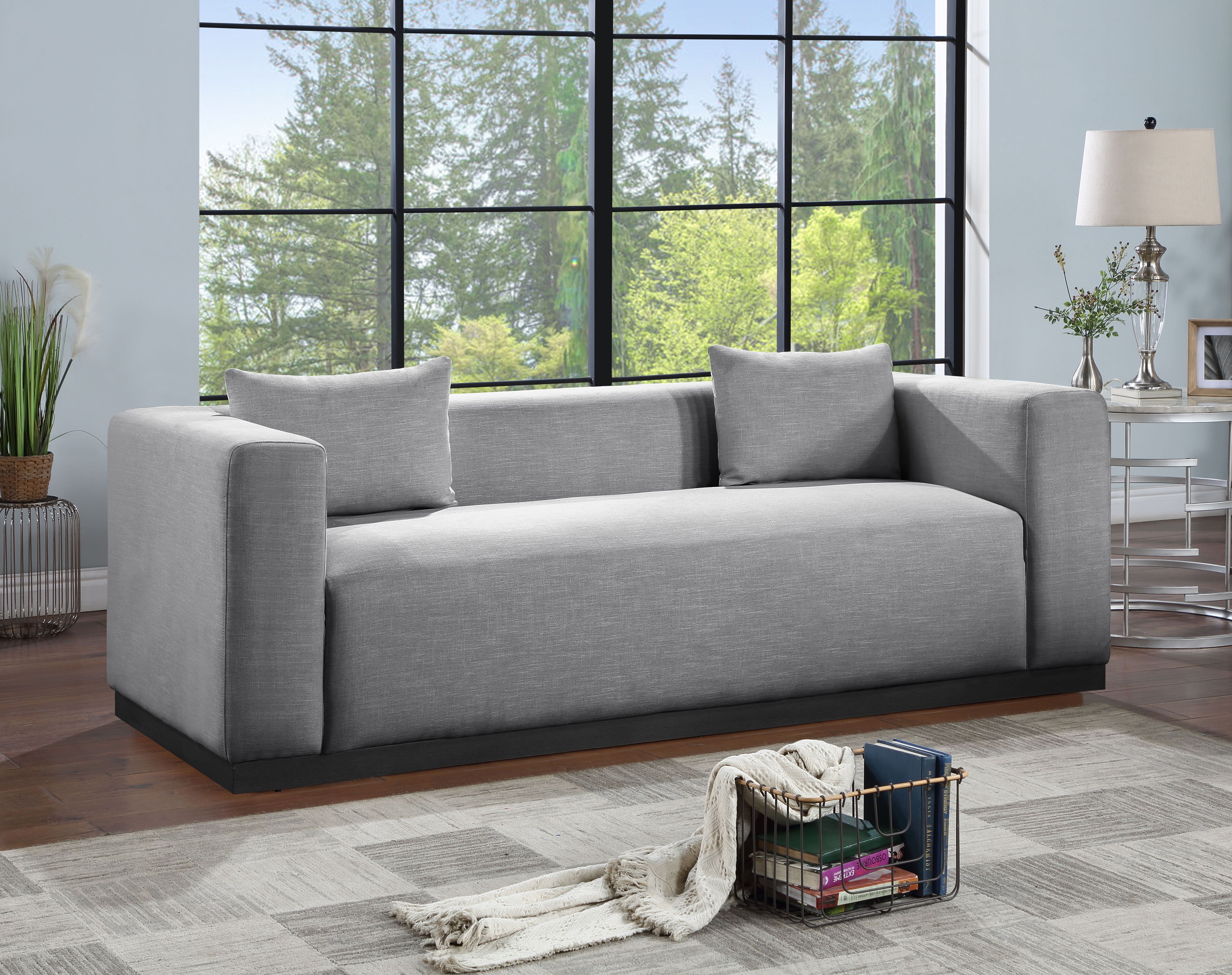 Alfie - Linen Textured Fabic Sofa - Gray