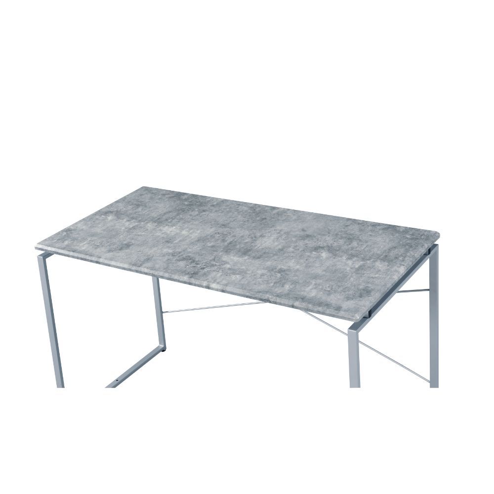 Jurgen - Writing Desk - Faux Concrete & Silver, silver, view 7