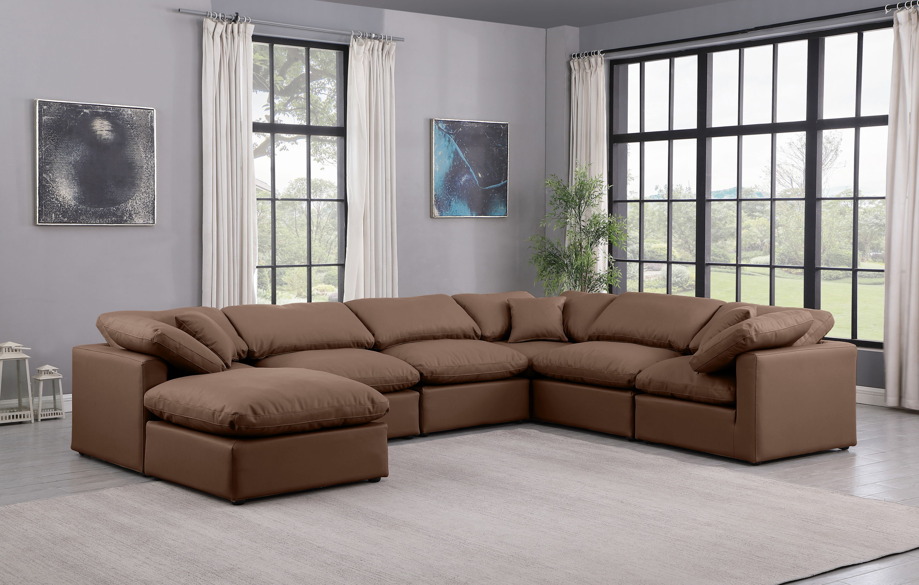 Indulge - Faux Leather 7 Piece Modular Sectional - Brown