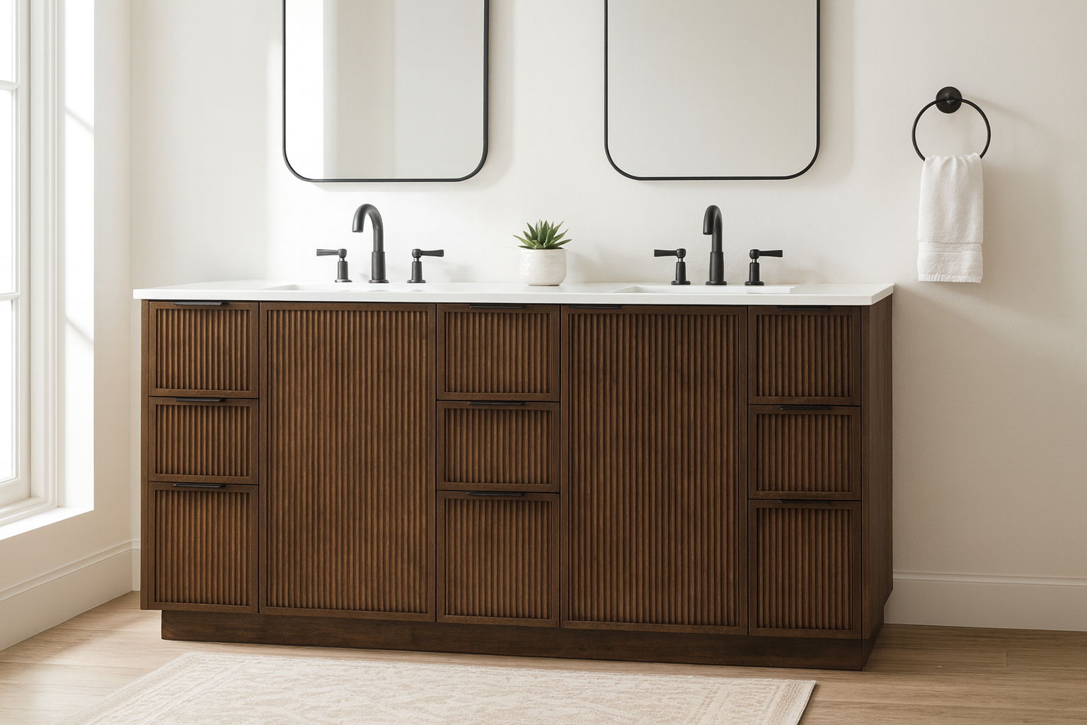 Willard - Engineered Stone And Solid Wood 72" Bathroom Vanity - Brown