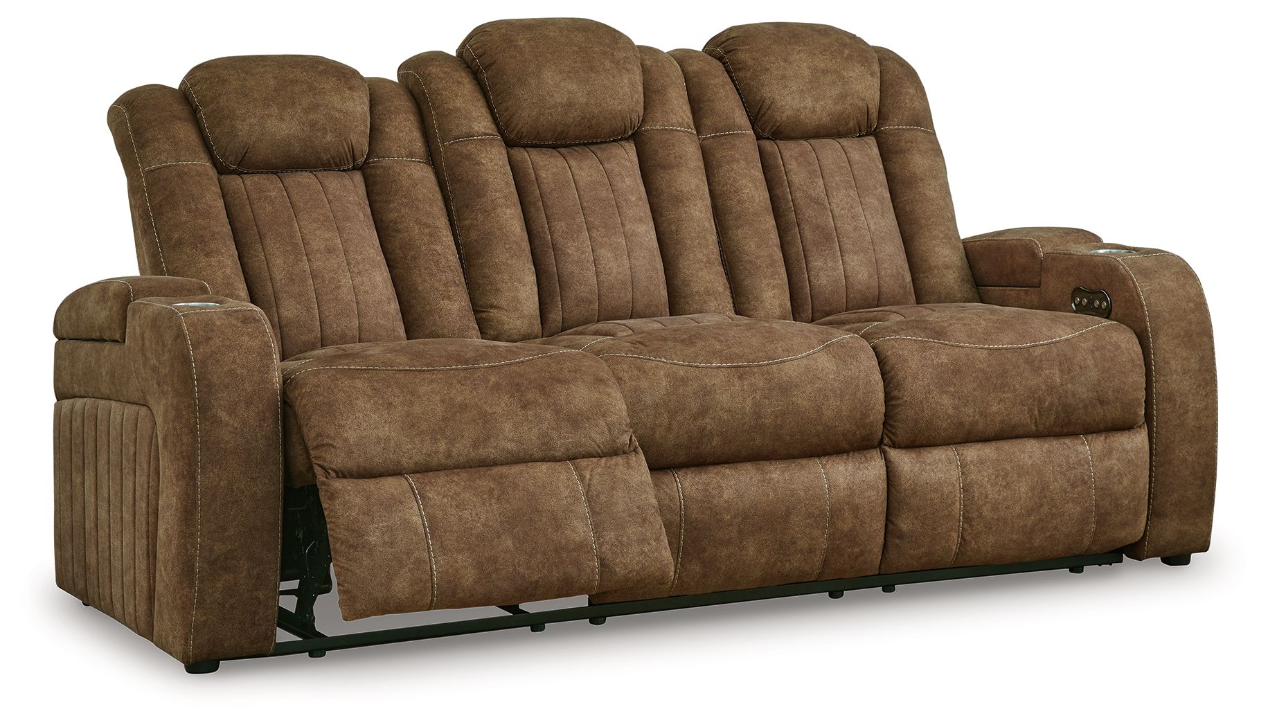 Ashley Furniture Wolfridge - 2 Pc. - Power Reclining Sofa, Power Reclining Loveseat With Console - Brindle - Image 4
