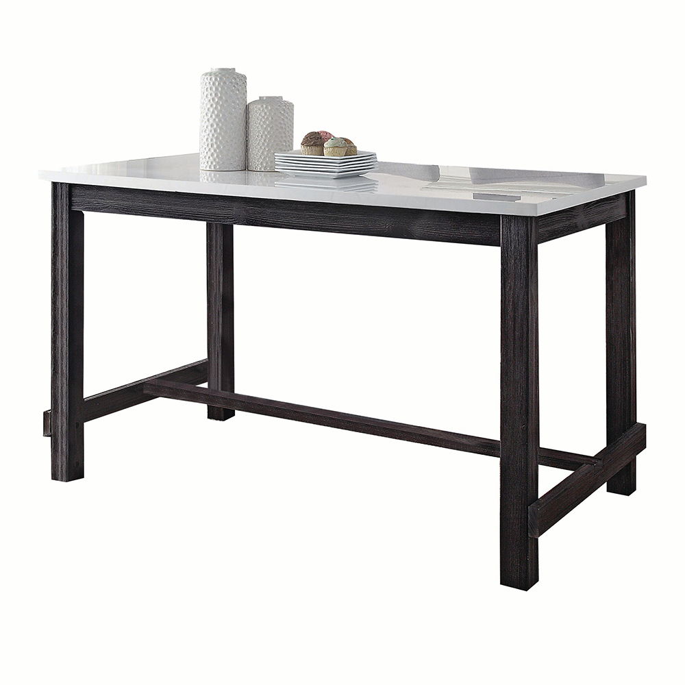 Yelena - Counter Height Table With Marble Top - Marble Top & Weathered Espresso, black