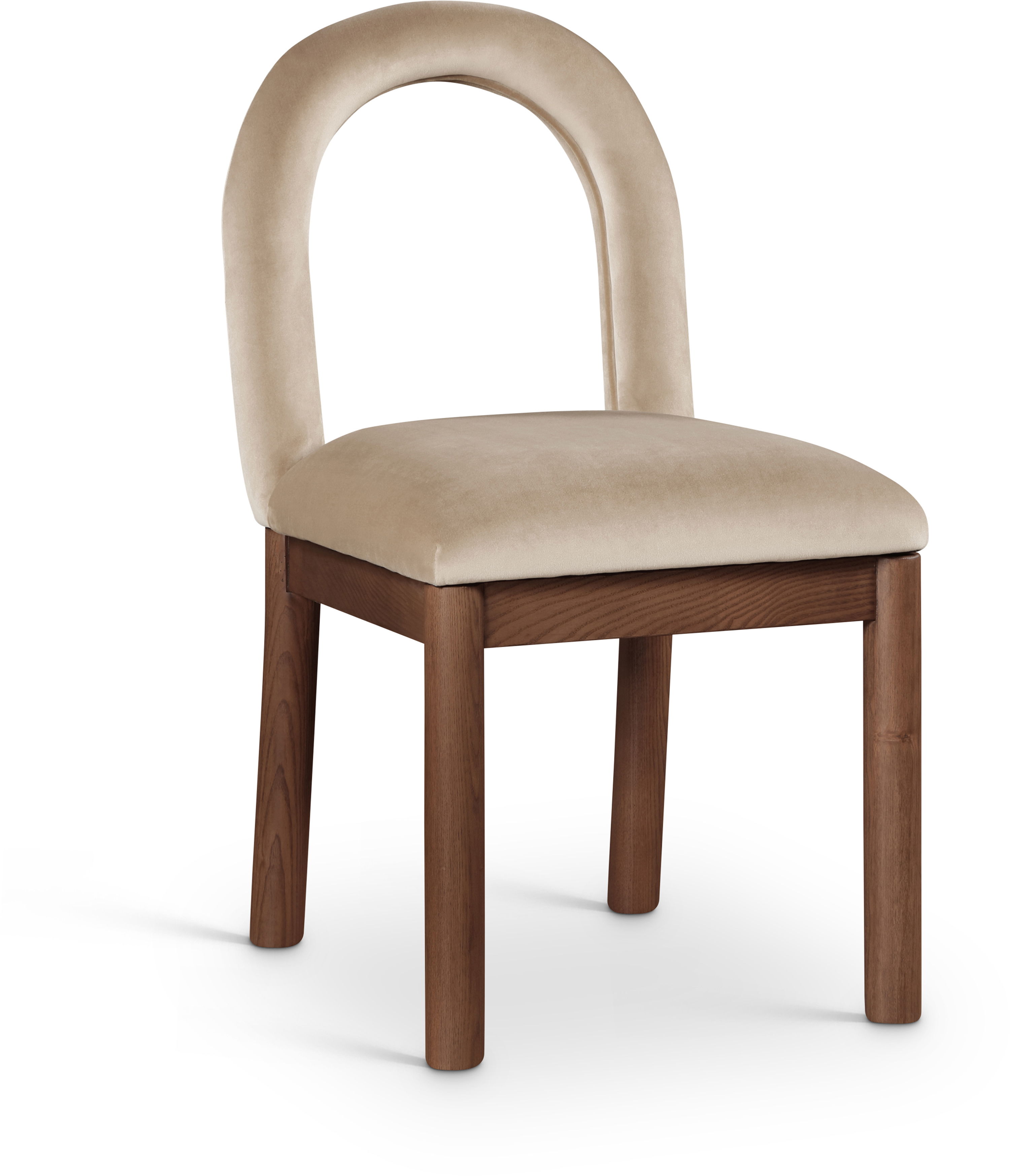 Conrad - Velvet Dining Chair With Brown Legs - Beige