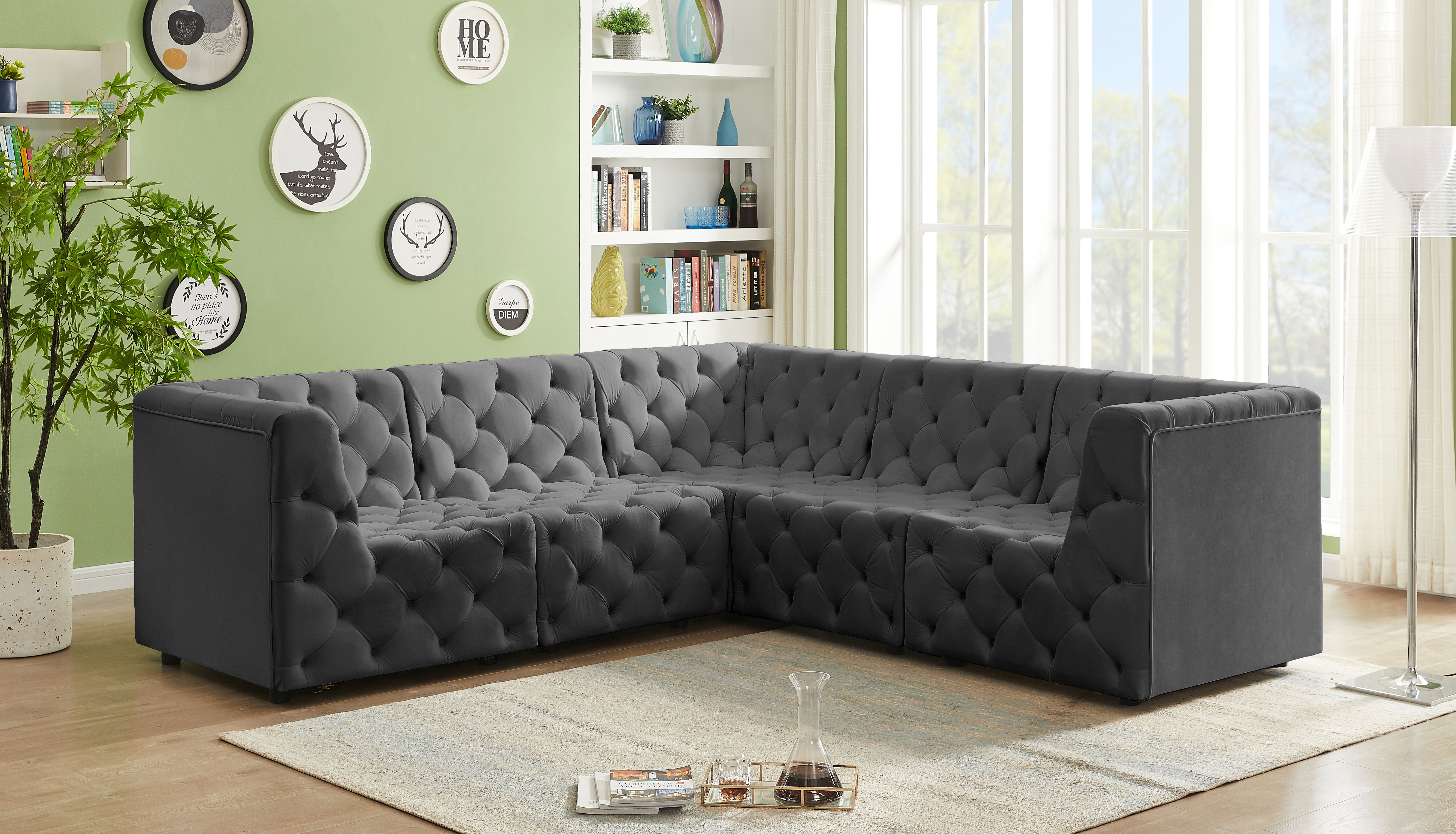 Tuft - 5 Piece Modular Corner Sectional - Gray