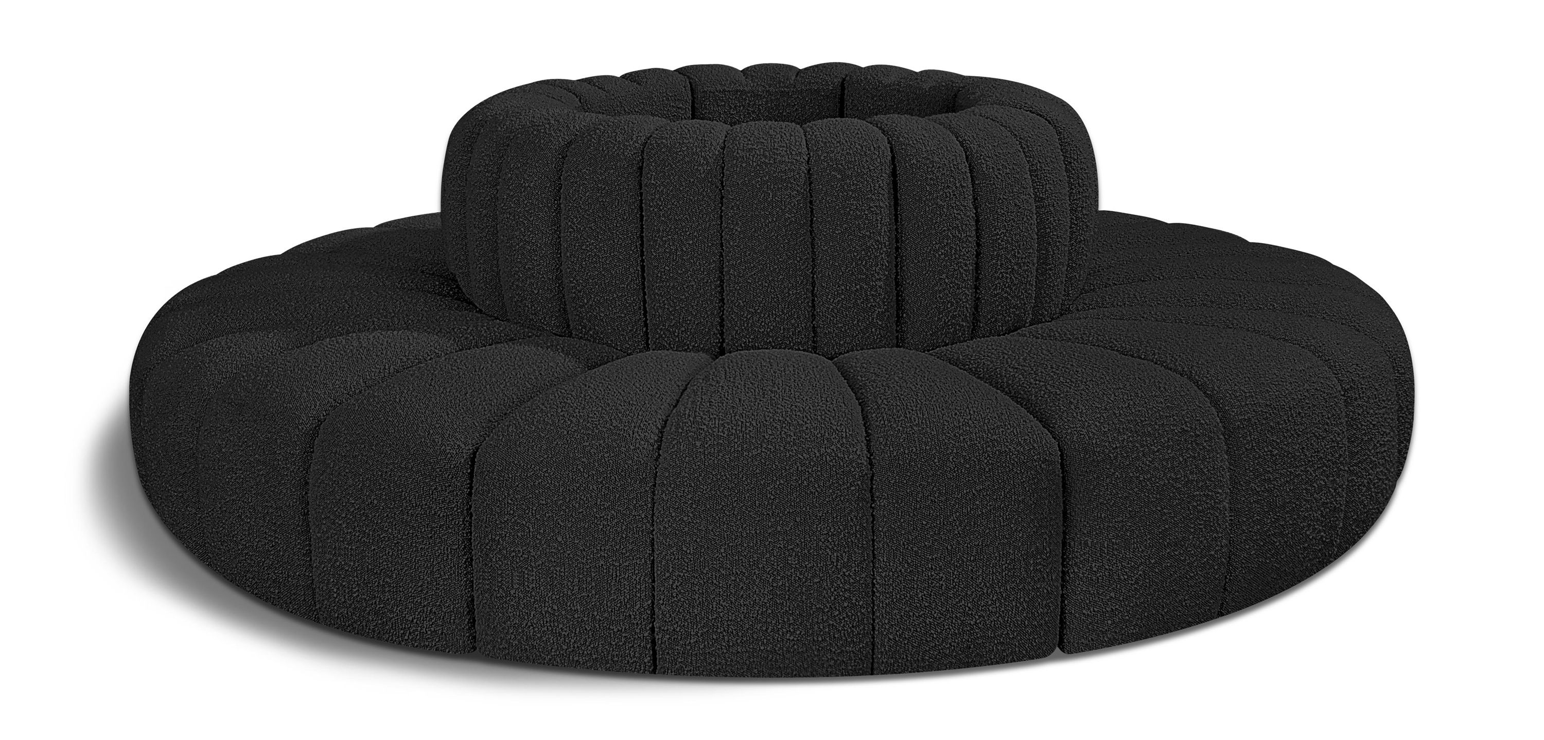 Arc - Boucle Fabric 8 Piece Round Modular Sofa - Black