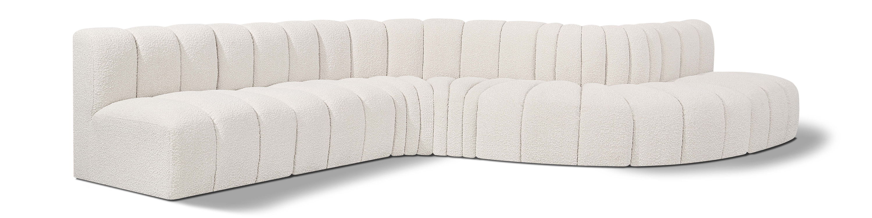 Arc - Boucle Fabric 7 Piece Modular Sofa - Cream
