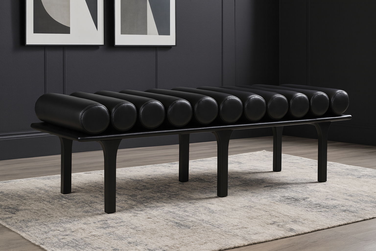 Landon - Bench With Black Base - Black