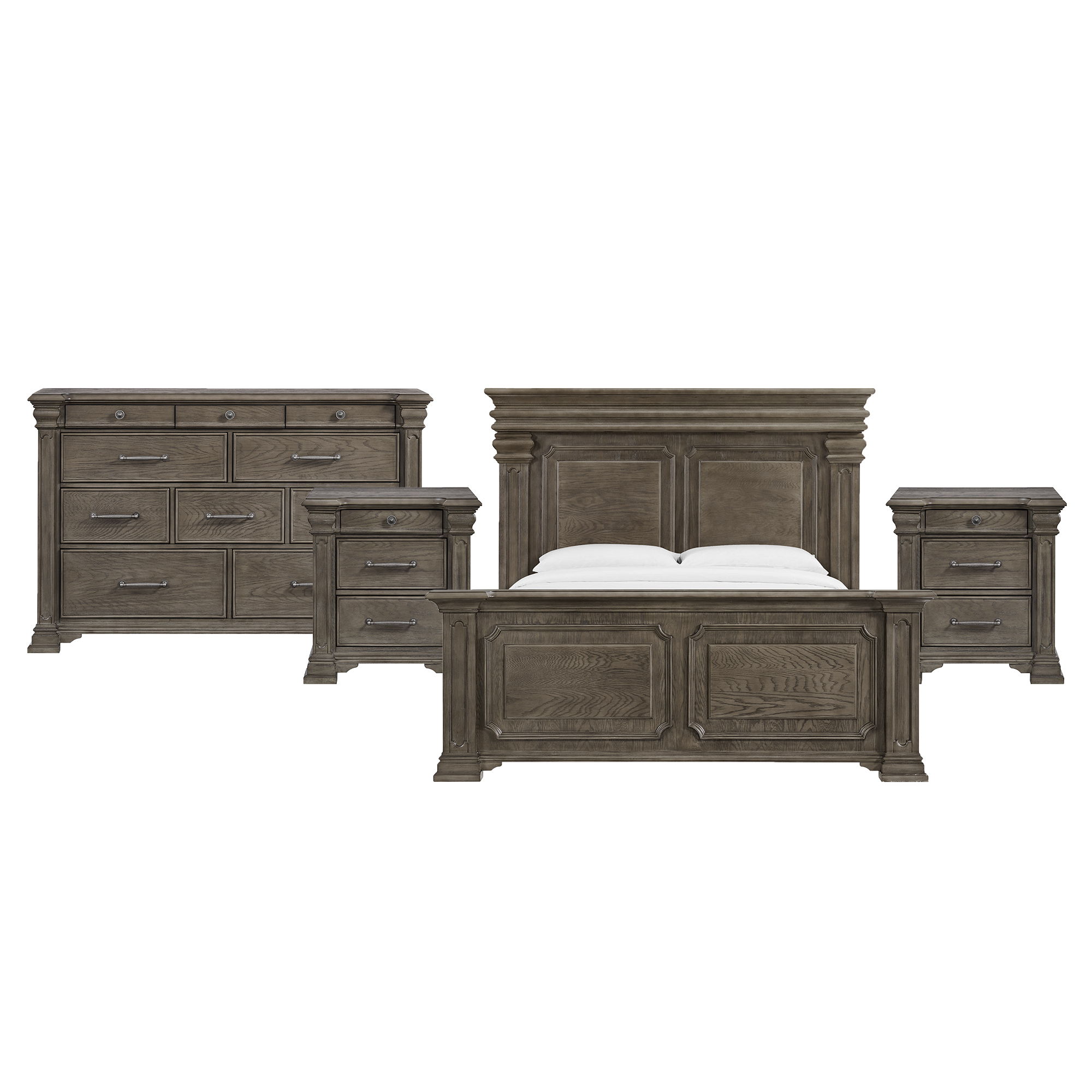 King · 4 Pc · Bedroom Set With 2 Nightstands & Dresser