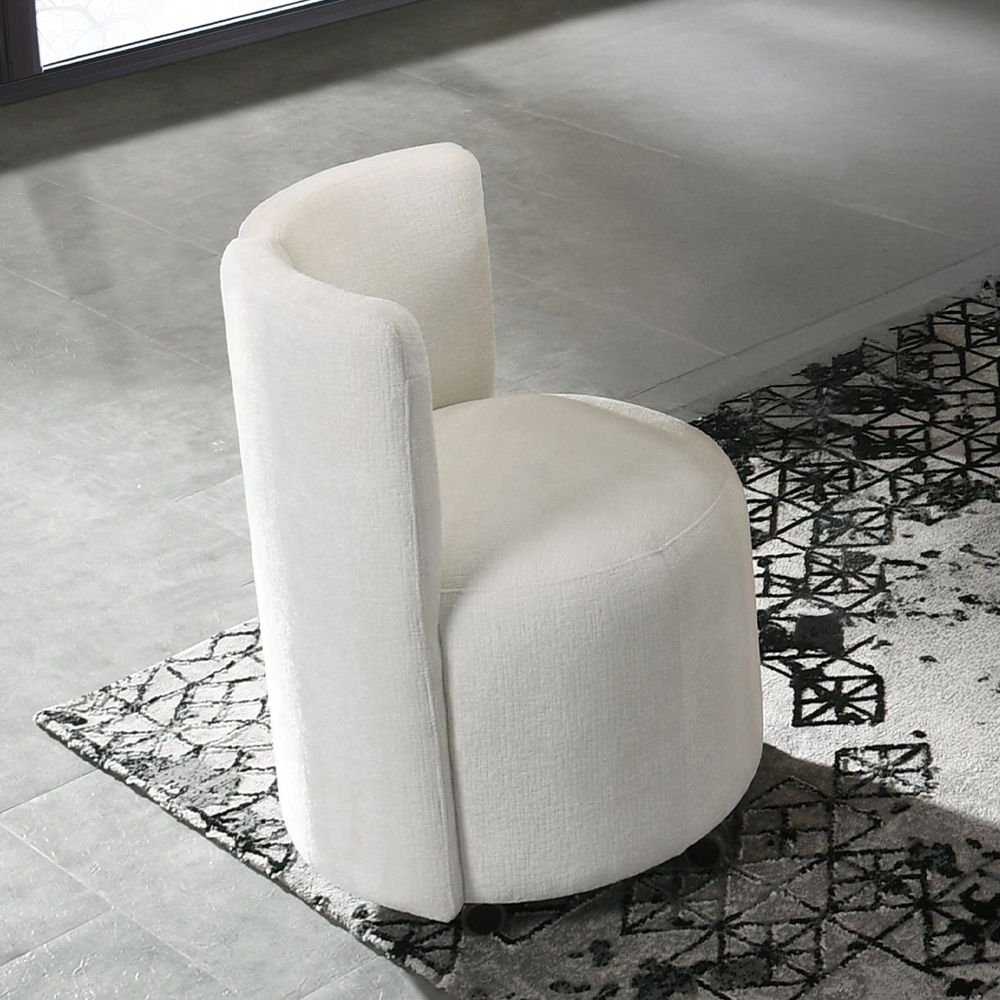 Blayde - Side Chair With Swivel (Set of 2) - White Chenille Fabric, white, view 8