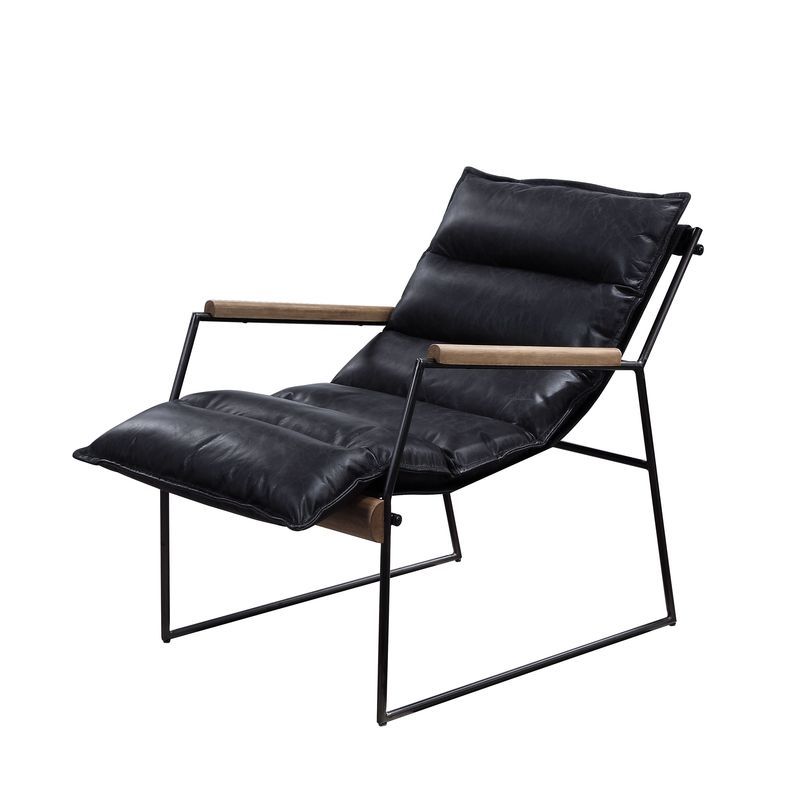 Luberzo - Accent Chair - Distress Espresso Top Grain Leather & Matt Iron, black, view 2