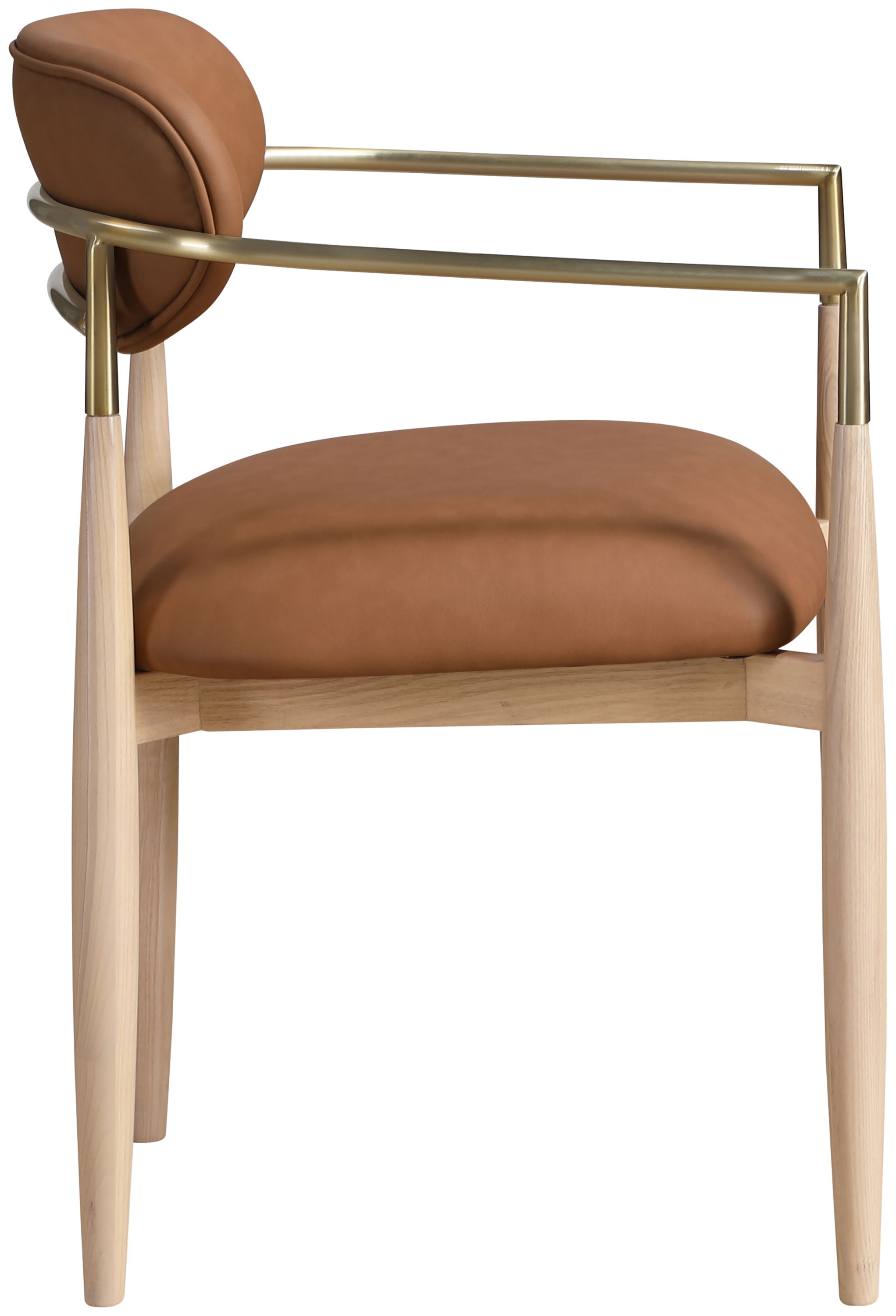 Riccio - Vegan Leather Dining Arm Chair (Set of 2) - Cognac