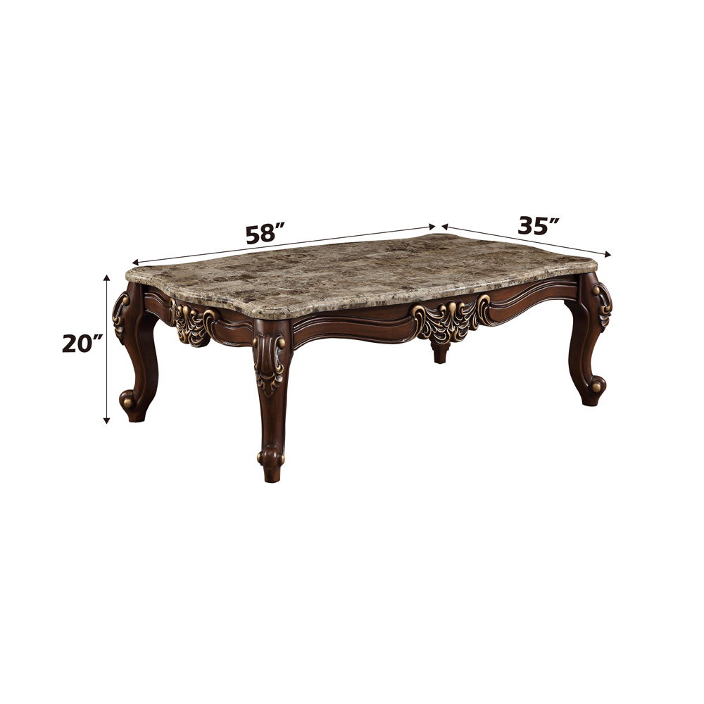 Mehadi - Coffee Table - Marble Top & Walnut, dark brown, view 3