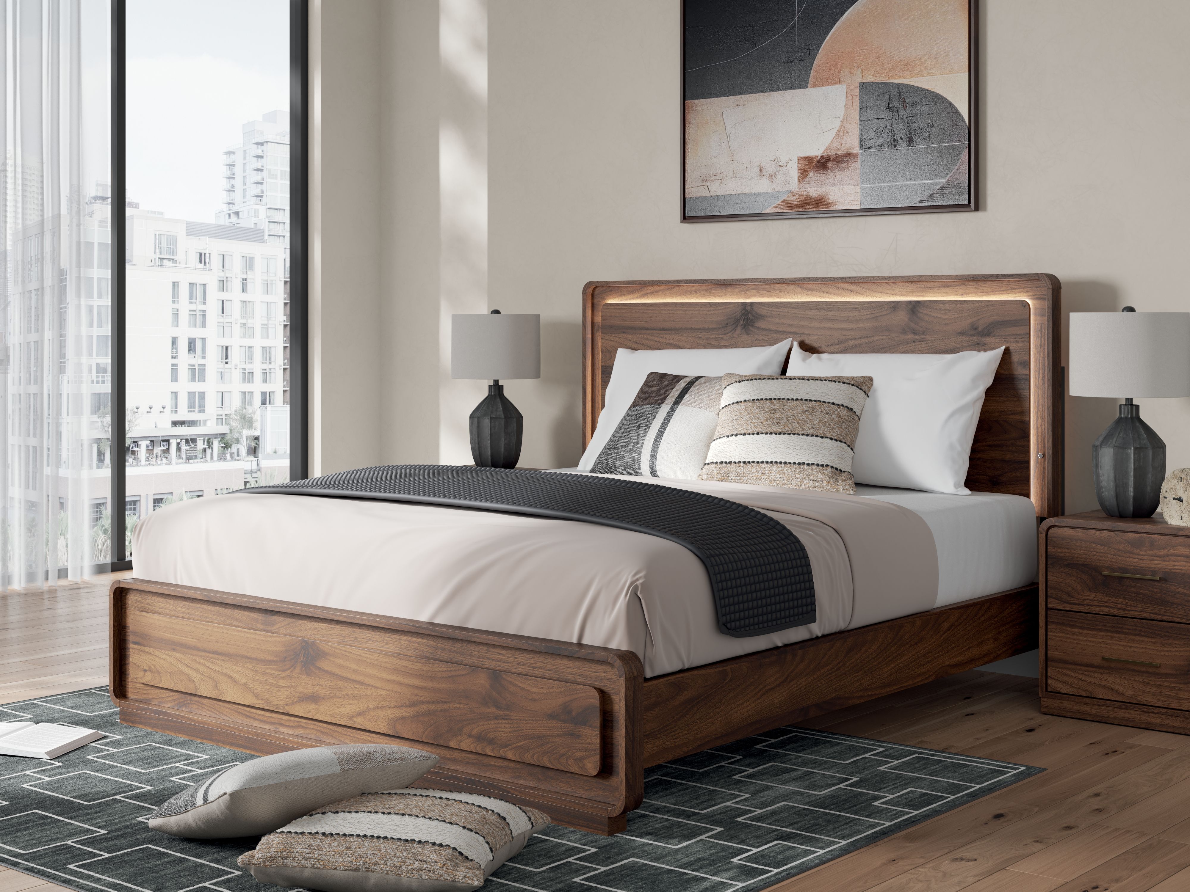 Fortlorn - California King Panel Bed - Walnut Brown