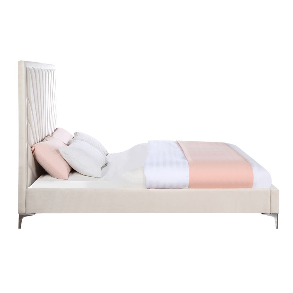 Faiz - Queen Bed - Beige Velvet, beige, view 3