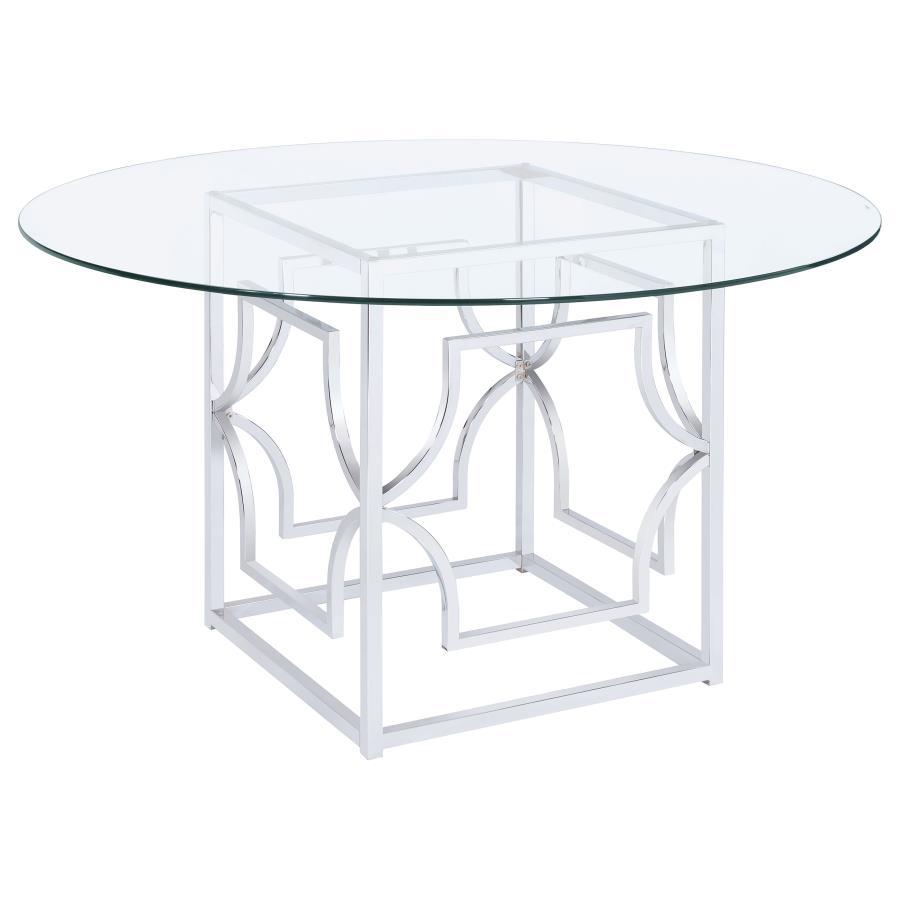 Starlight - Round Glass Top Metal Dining Table - Chrome Image