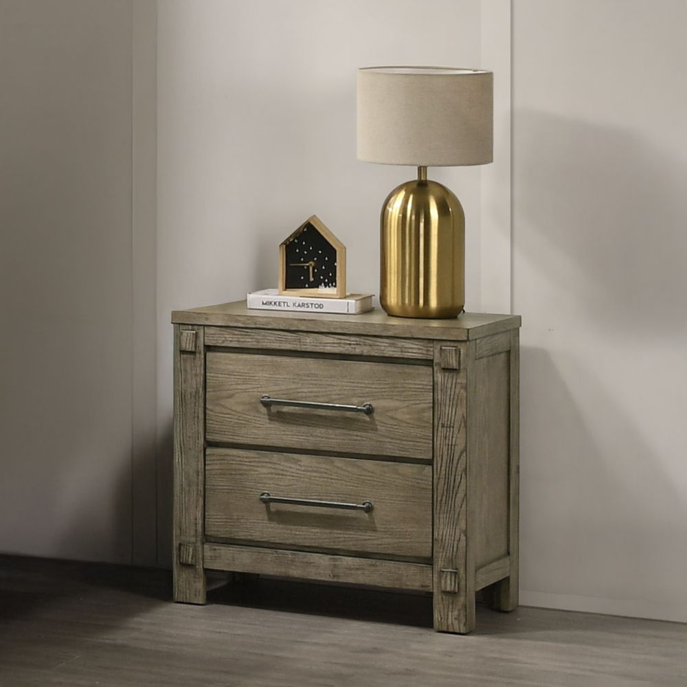 Colton - Nightstand - Antique White Oak, dark brown