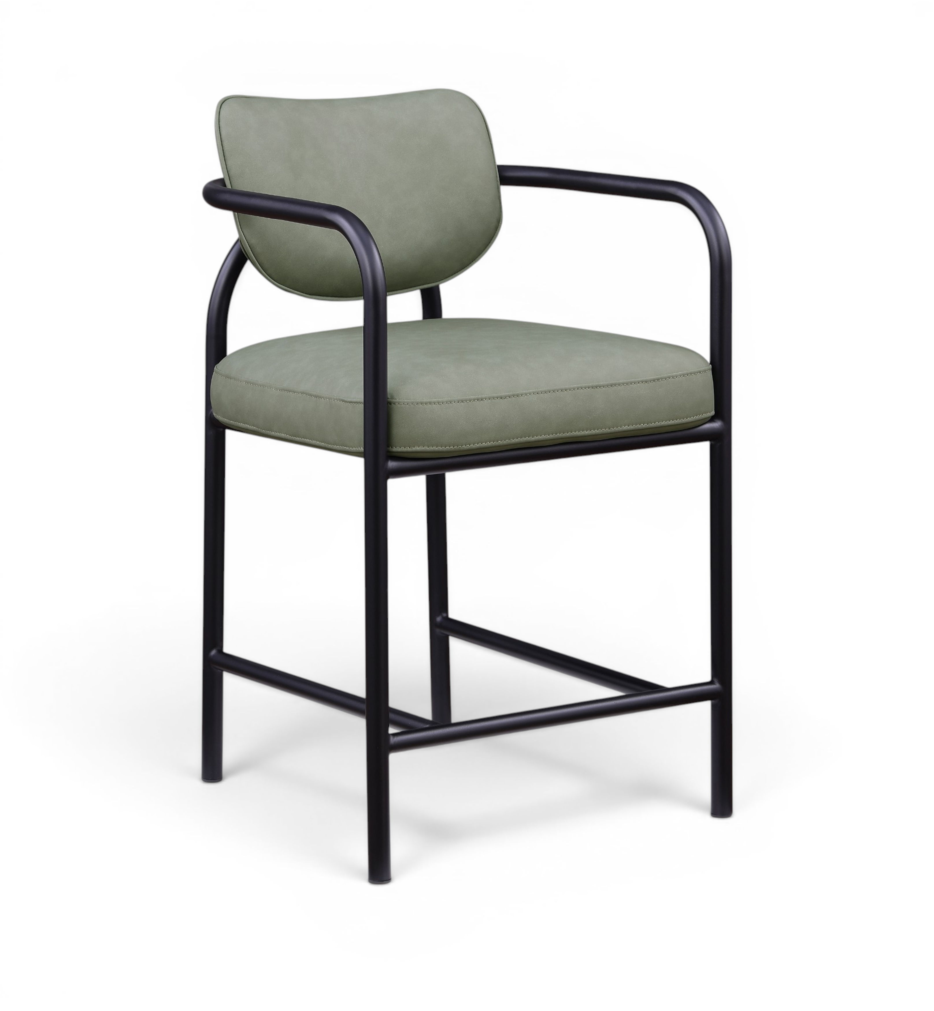 Serava - Vegan Leather Upholstered Counter Stool - Green