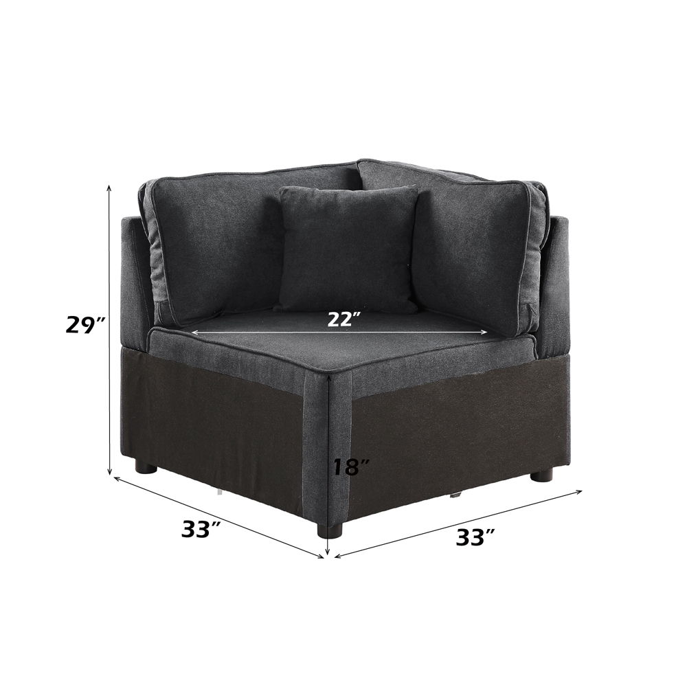 Silvester - Modular Wedge With Pillow - Gray Fabric, dark gray, view 3