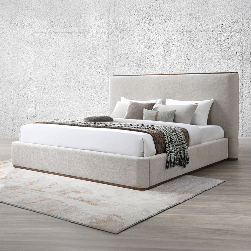 Orane - Queen Bed - Gray Fabric, light gray